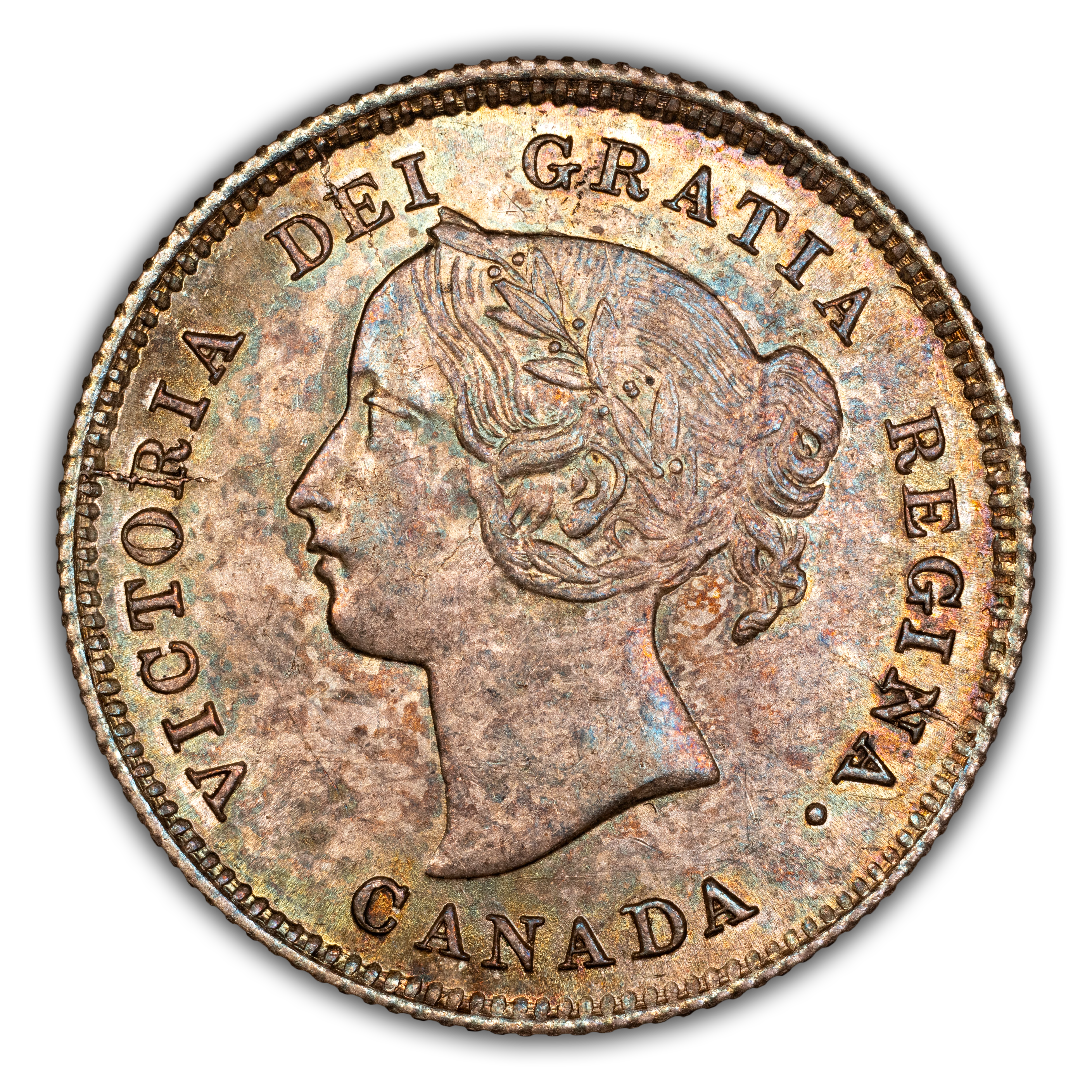 1870 5c Narrow Rim, Wide Date, Curved 7 MS