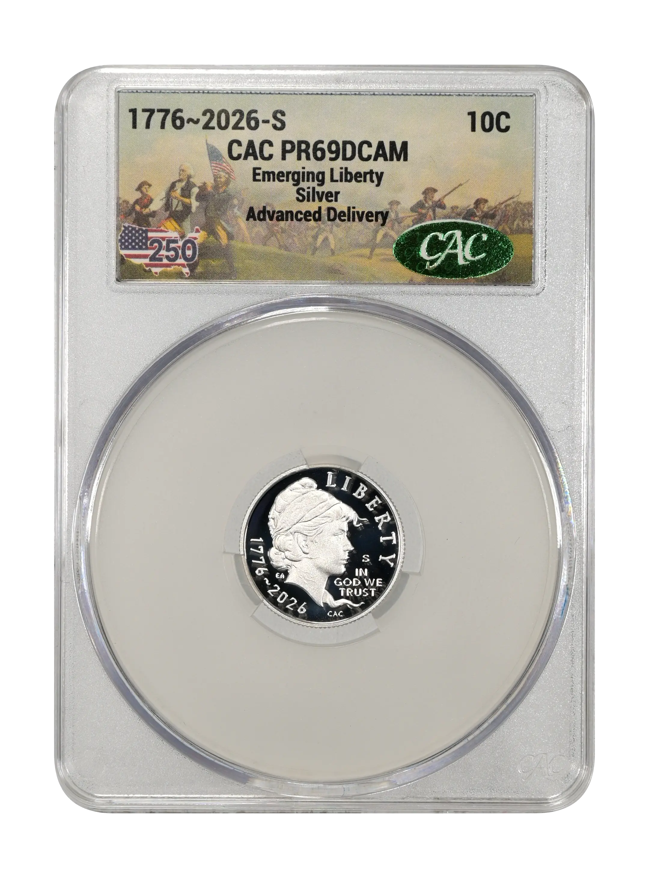 1776~2026-S 10c Emerging Liberty, Silver PR DCAM