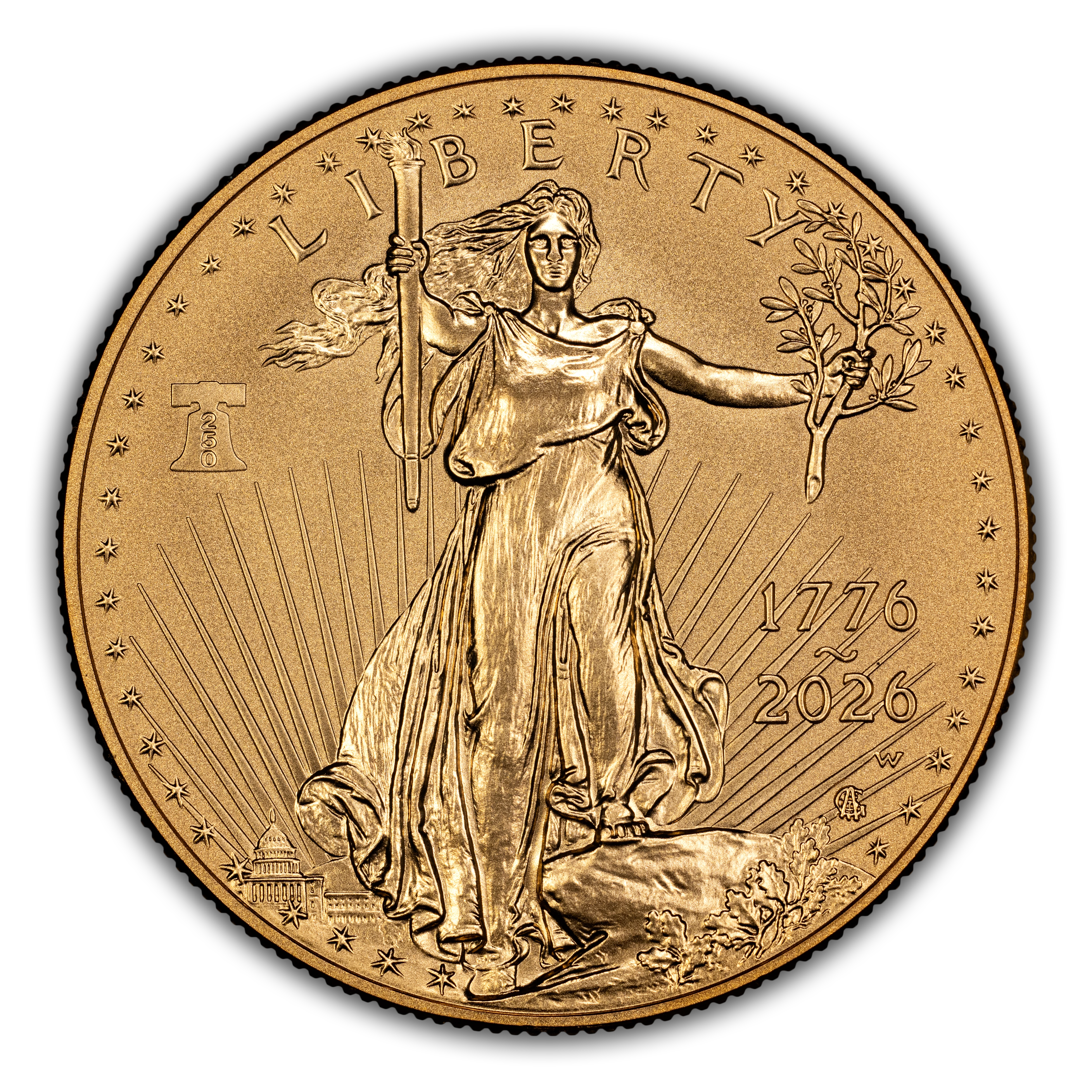 1776~2026-W G$50 Gold Eagle, Enhanced Unc, Liberty Bell Privy, 250th Anniversary MS