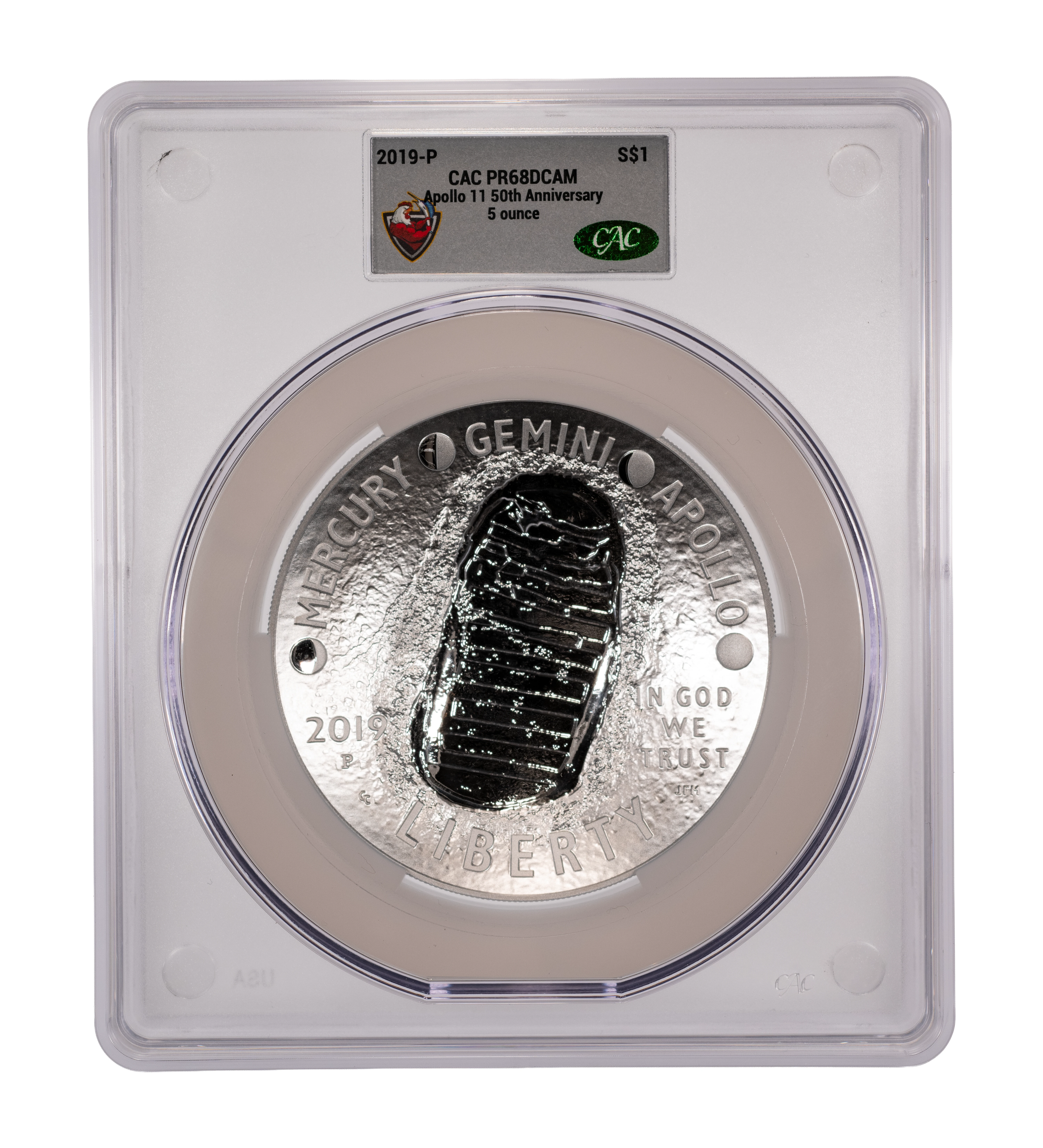 2019-P S$1 Apollo 11 50th Anniversary, 5 ounce PR DCAM thumbnail 13