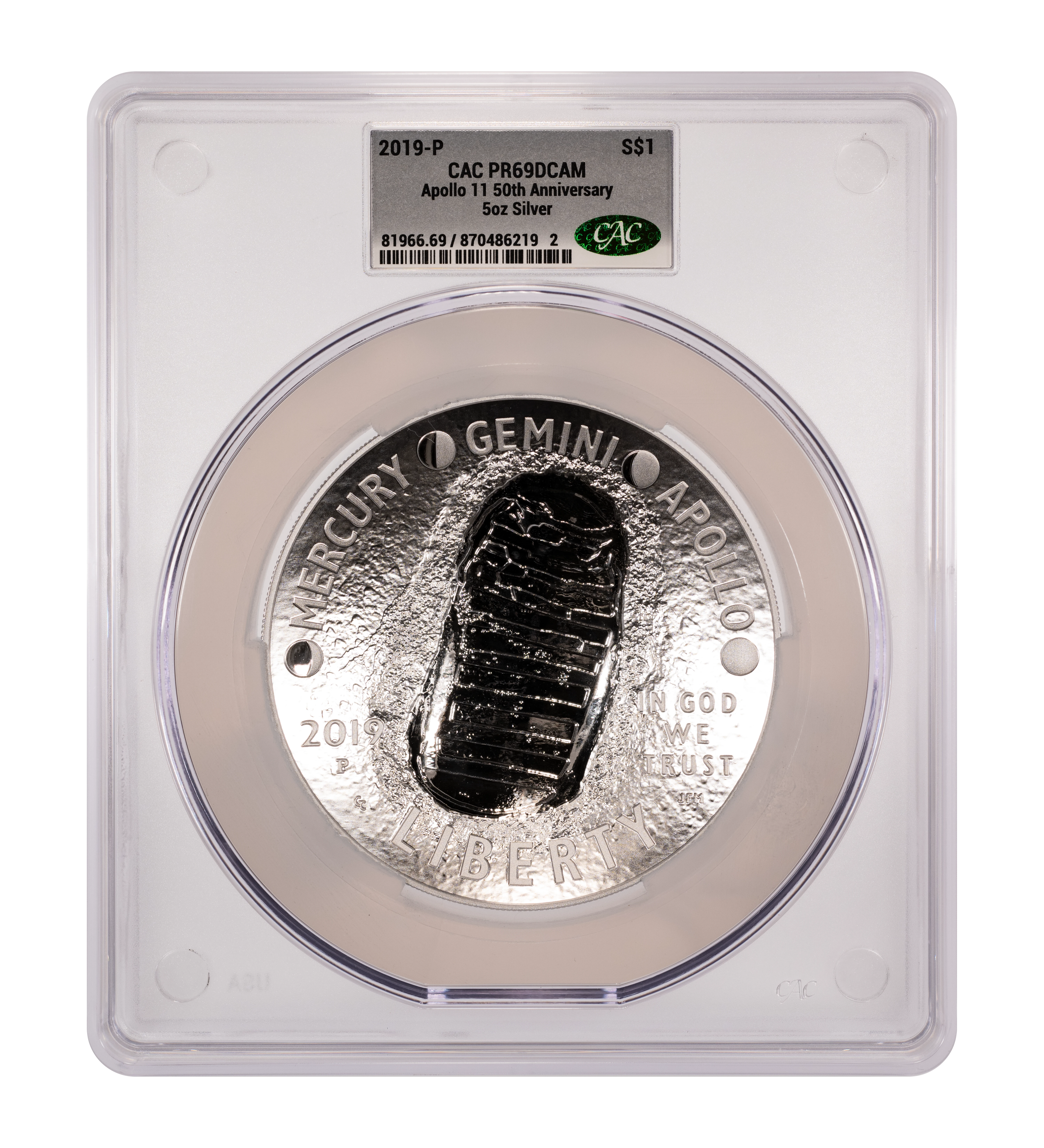2019-P S$1 Apollo 11 50th Anniversary, 5 ounce PR DCAM thumbnail 11