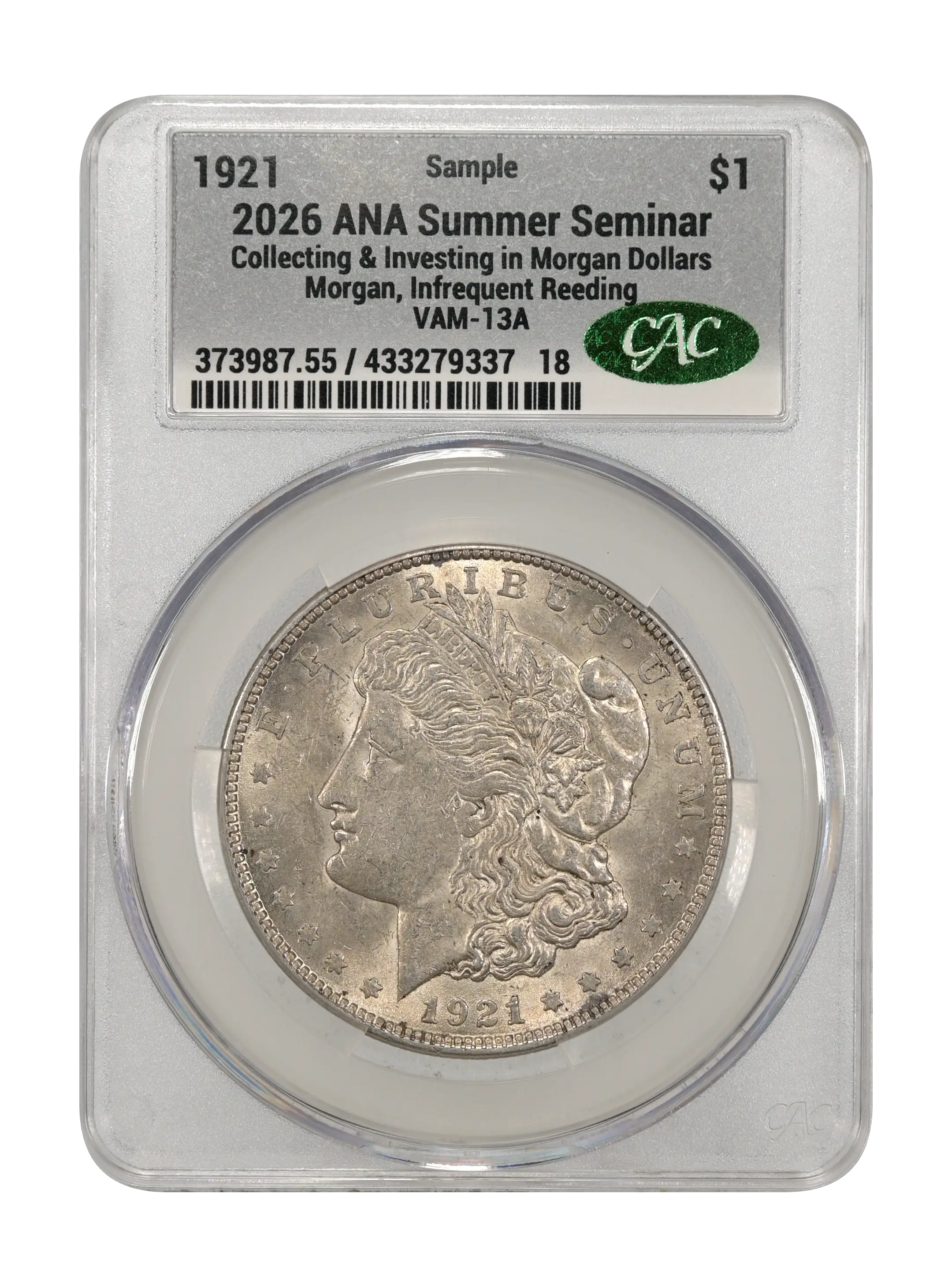 1921 $1  Morgan, Infrequent Reeding, VAM-13A MS thumbnail 2