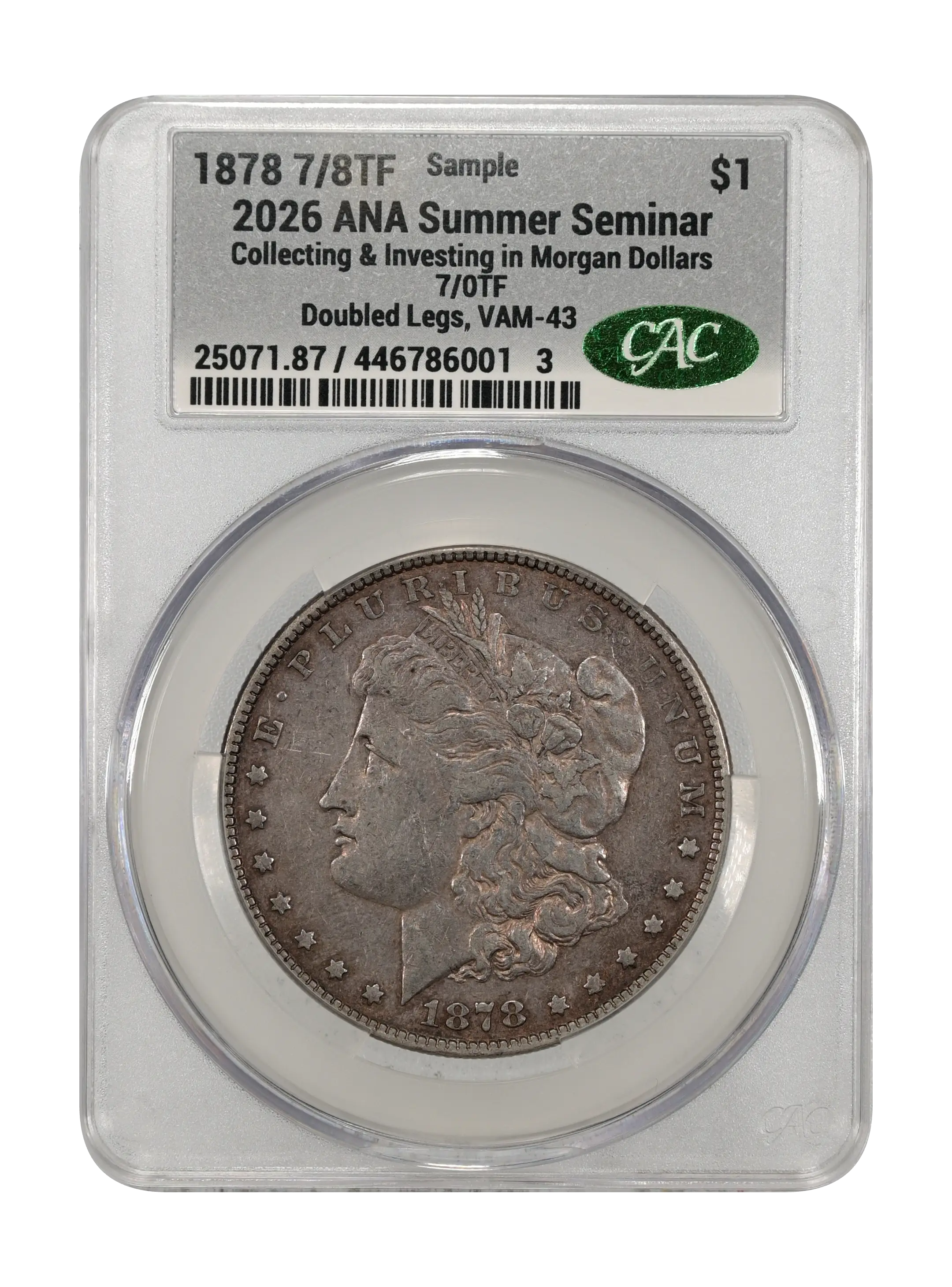 1878 7/8TF $1  Weak, 7/0TF, Doubled Legs, VAM-43 MS thumbnail 11