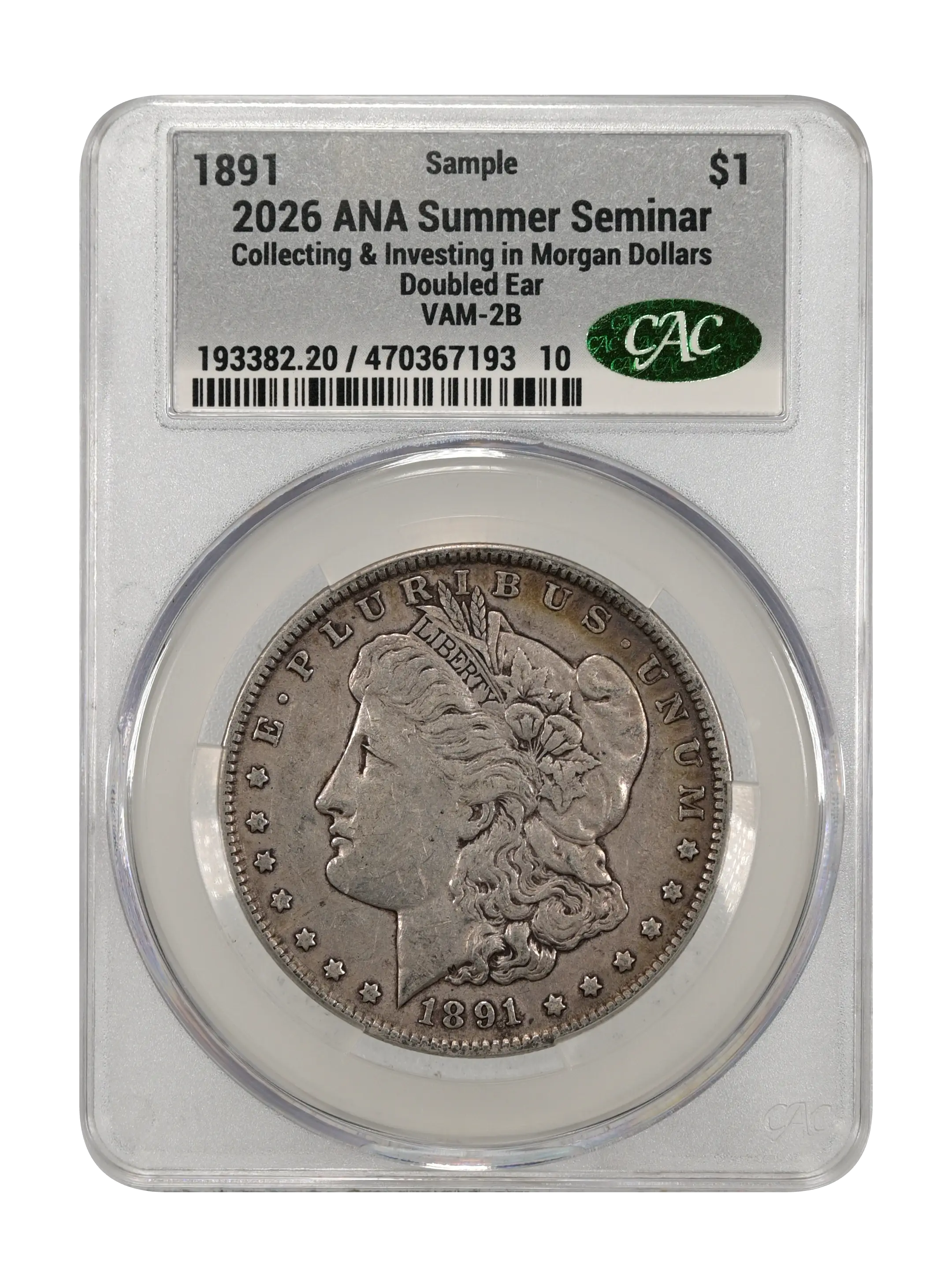 1891 $1  Doubled Ear & Obverse Die Clash, VAM-2B  MS thumbnail 2