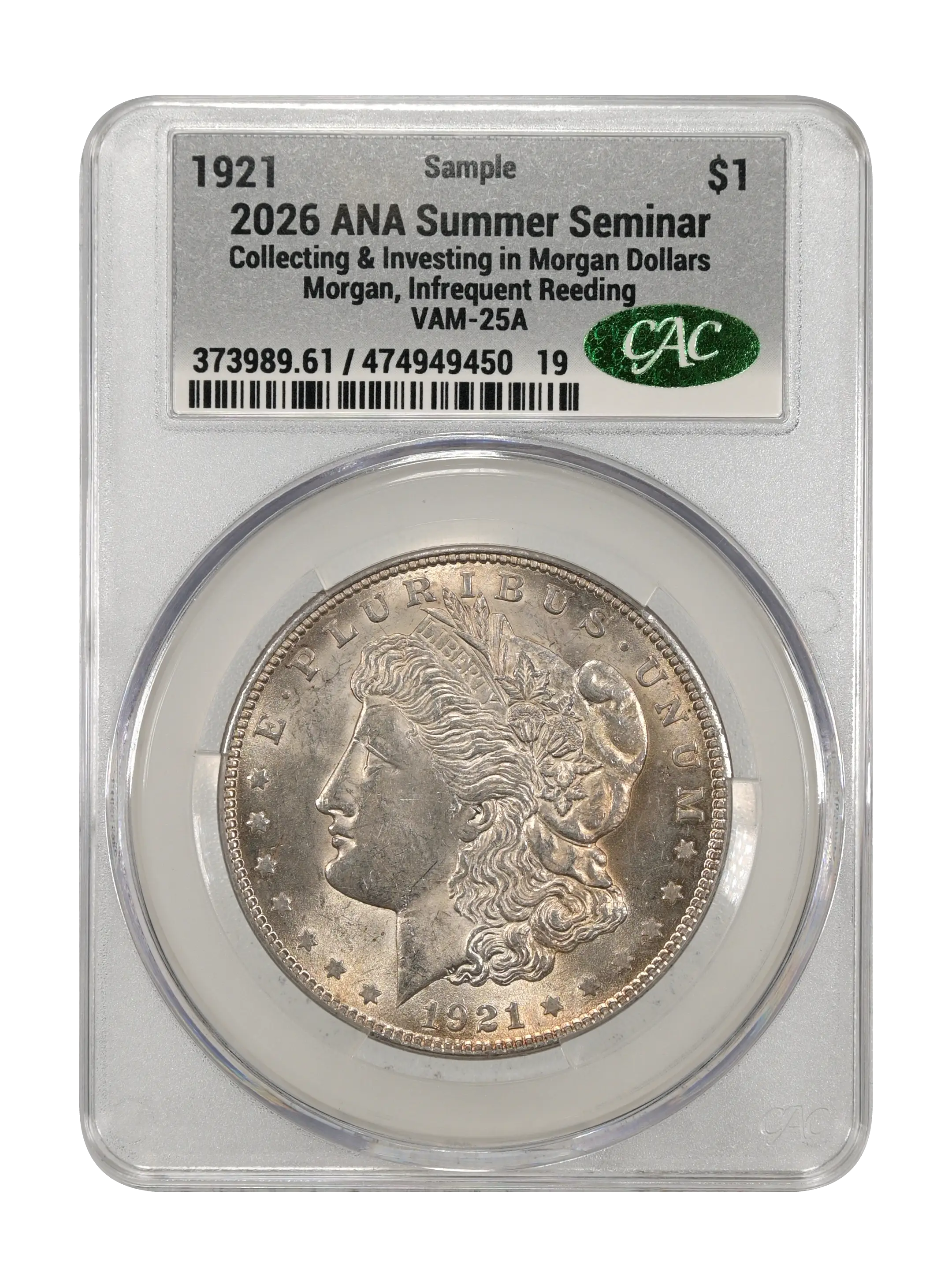 1921 $1  Morgan, Infrequent Reeding, VAM-25A MS thumbnail 2