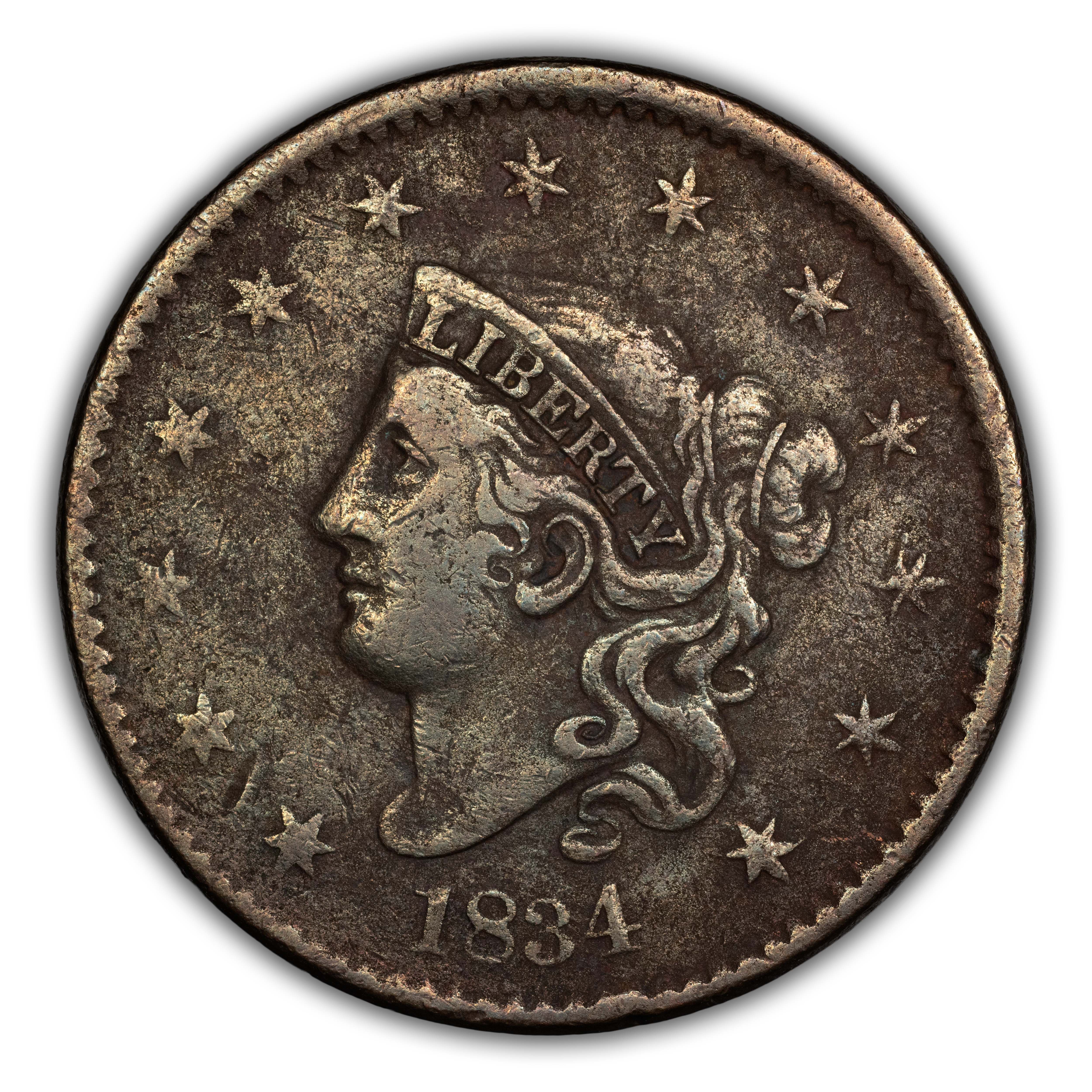 1834 1c Large 8, Small Stars, Medium Letters, N-3 MS BN