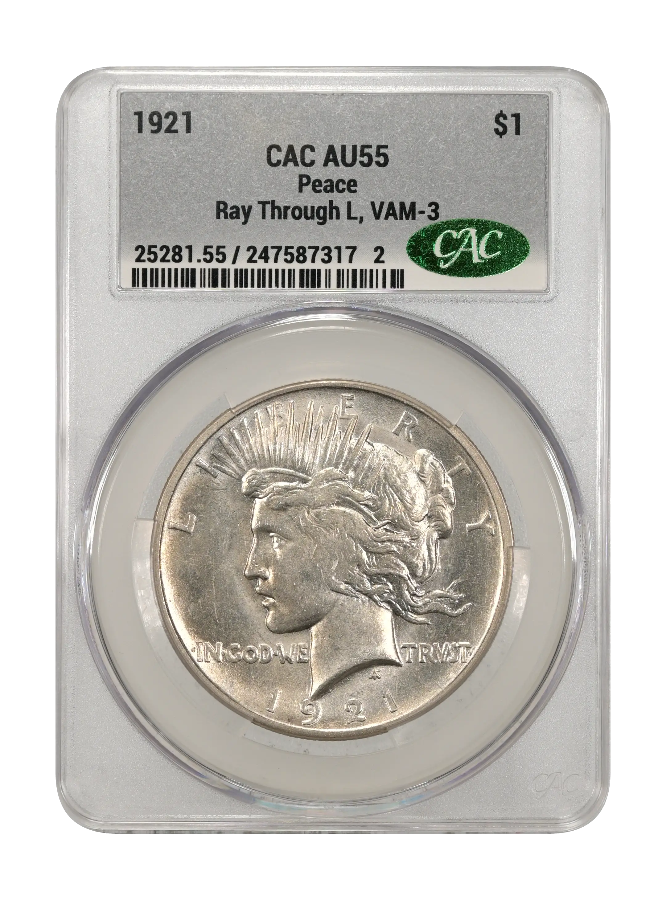 1921 $1  Peace, Line Thru L, VAM-3 MS thumbnail 19