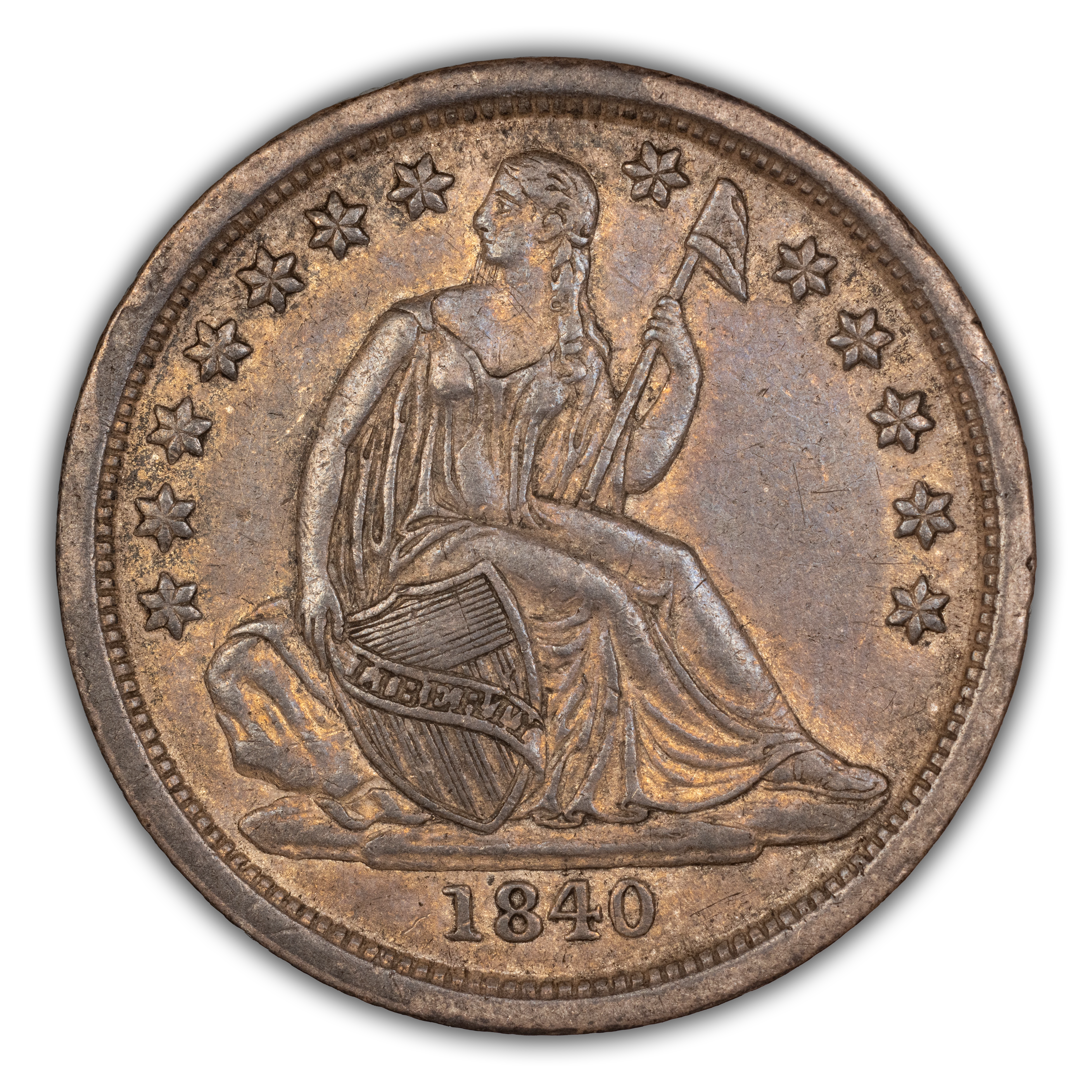1840 10c No Drapery, Chin Whiskers, F-103 MS
