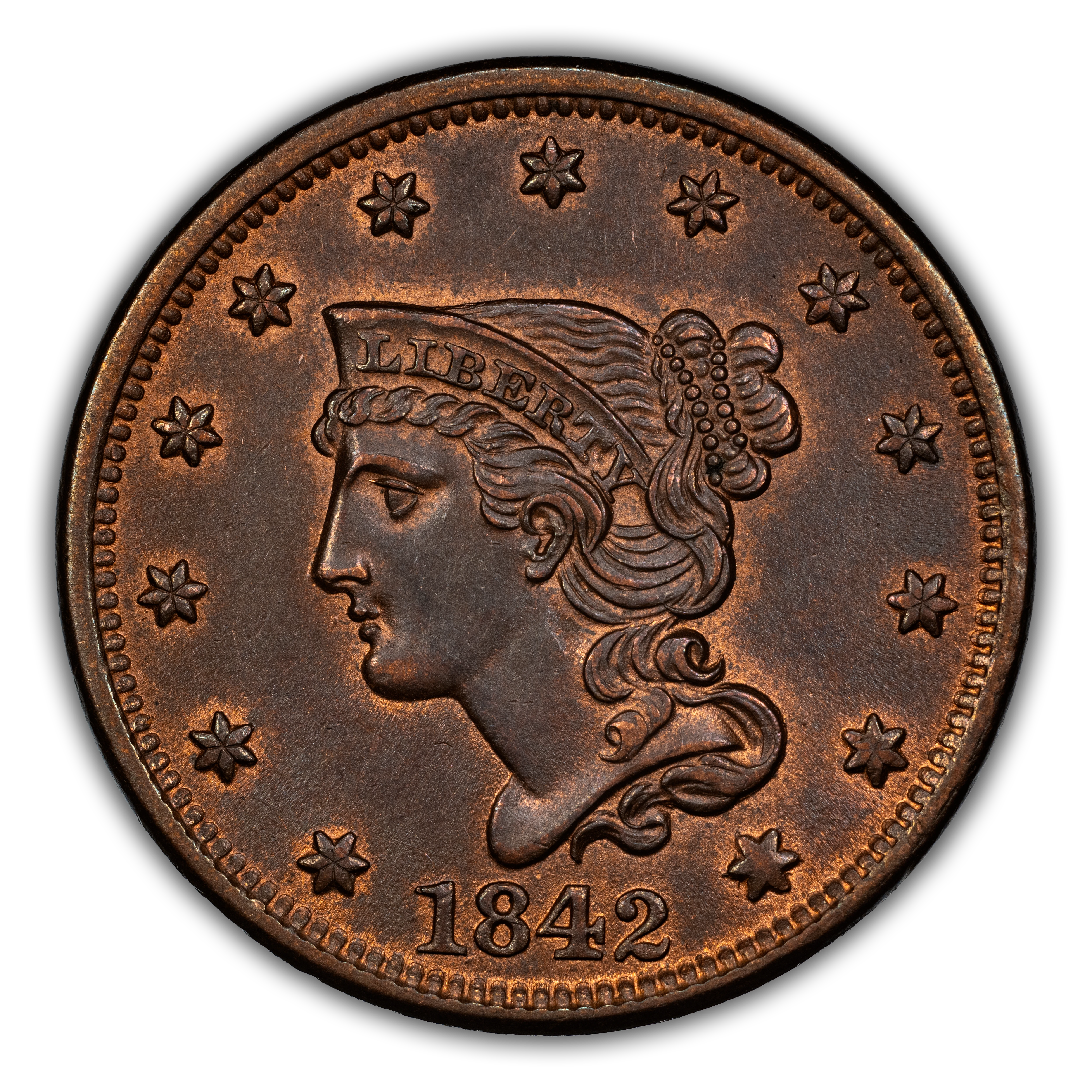 1842 1c Large Date MS RB