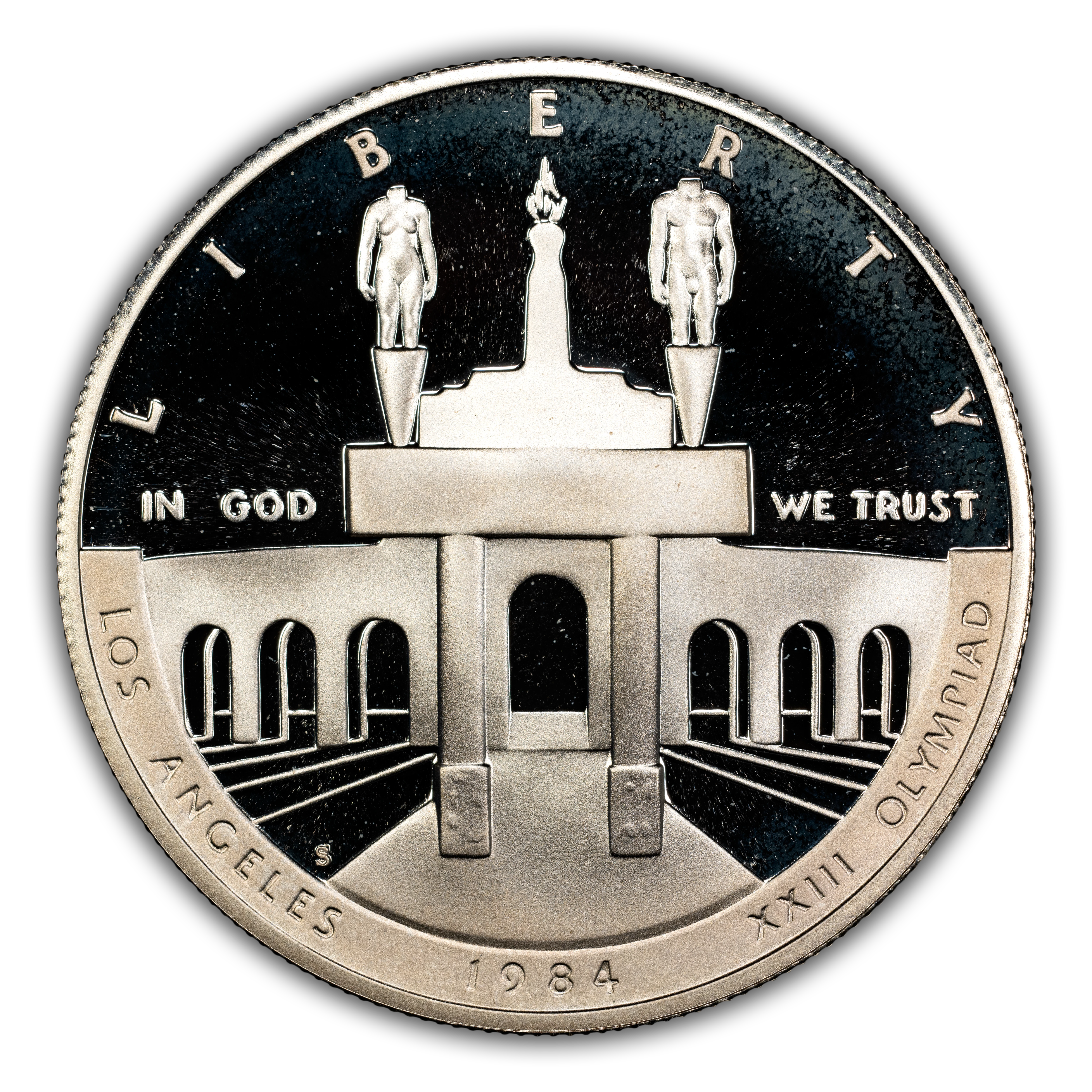 1984-S S$1 Los Angeles Olympiad Coliseum PR DCAM