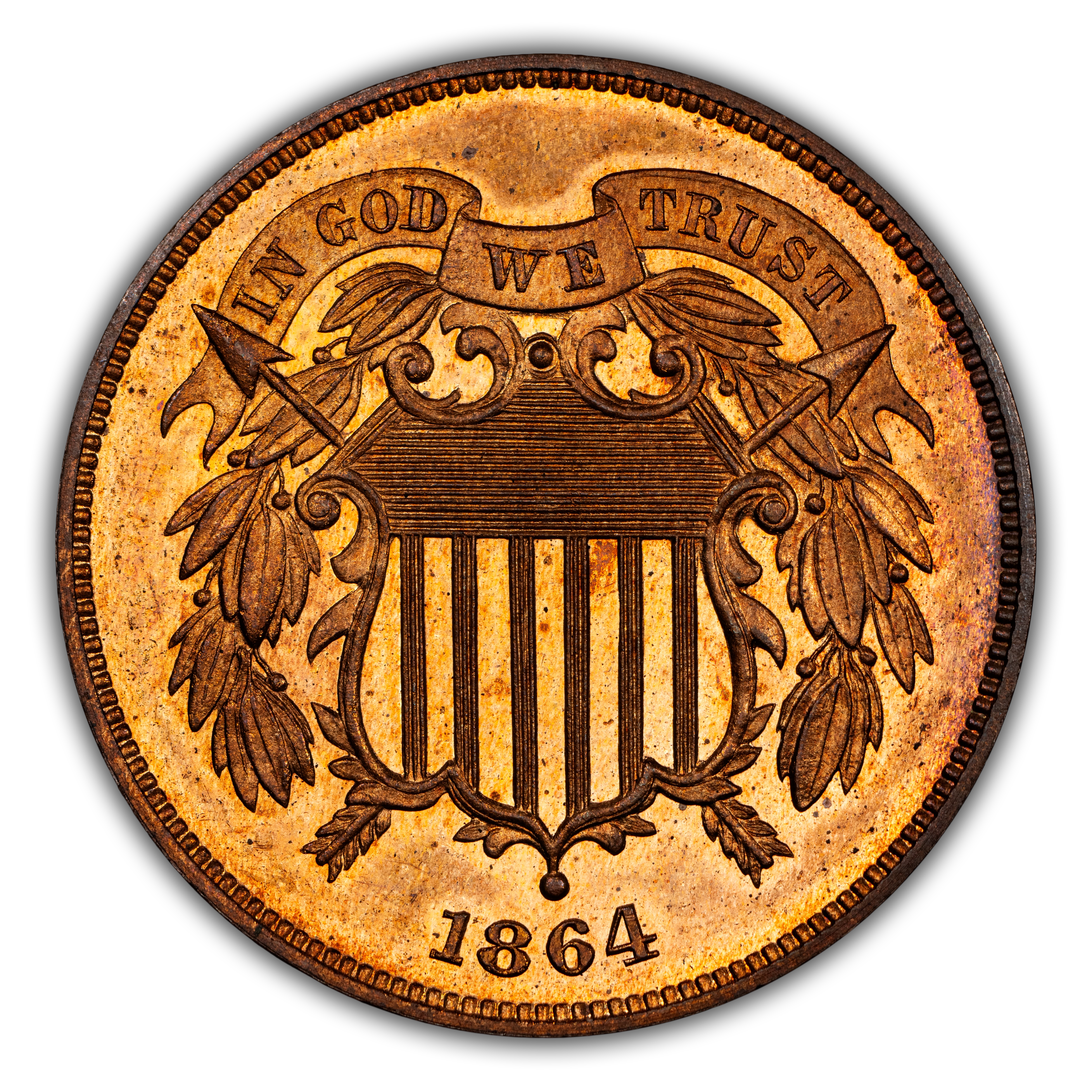 1864 2c Large Motto PR RB