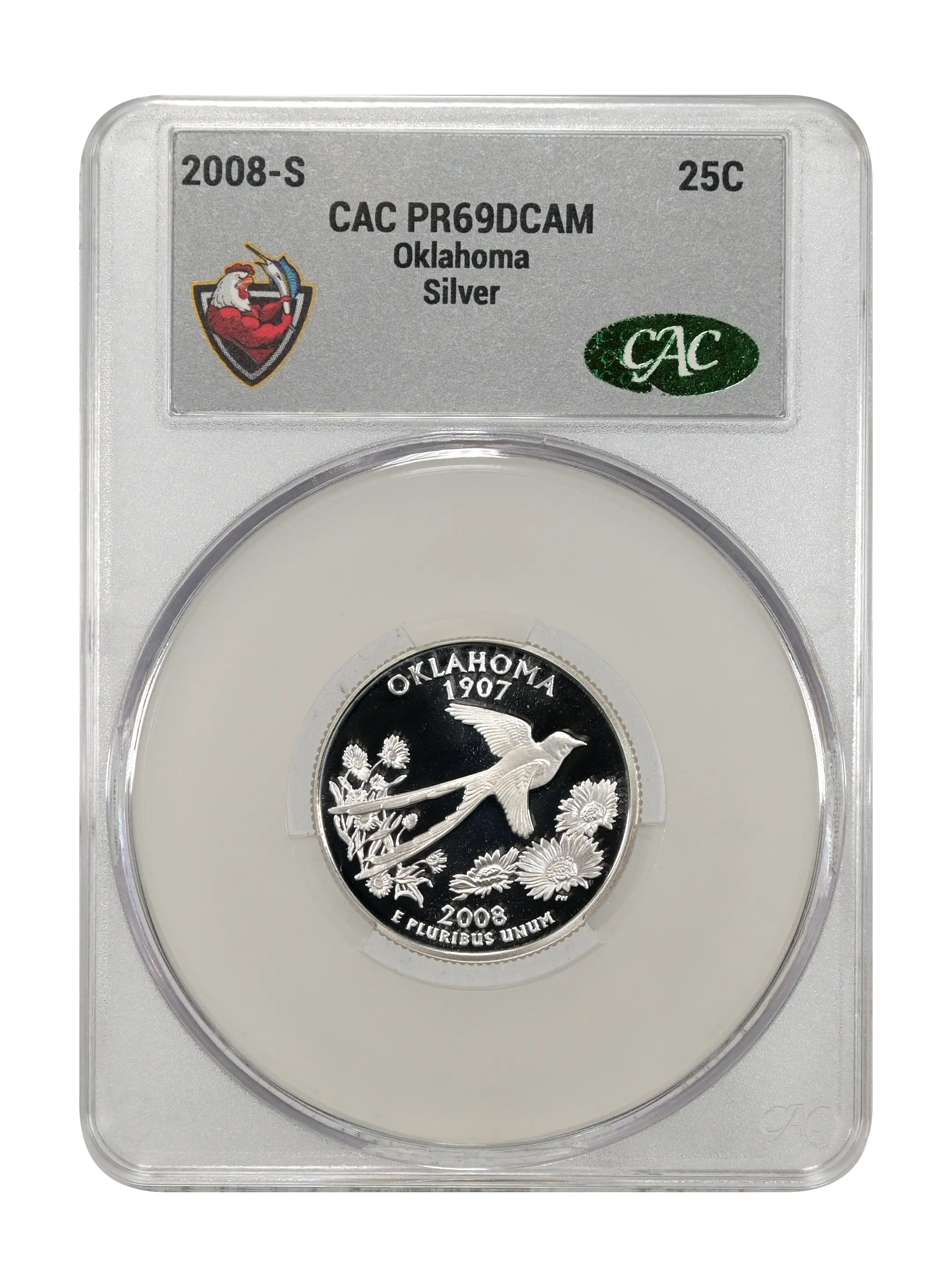 2008-S 25c Oklahoma, Silver PR DCAM thumbnail 13