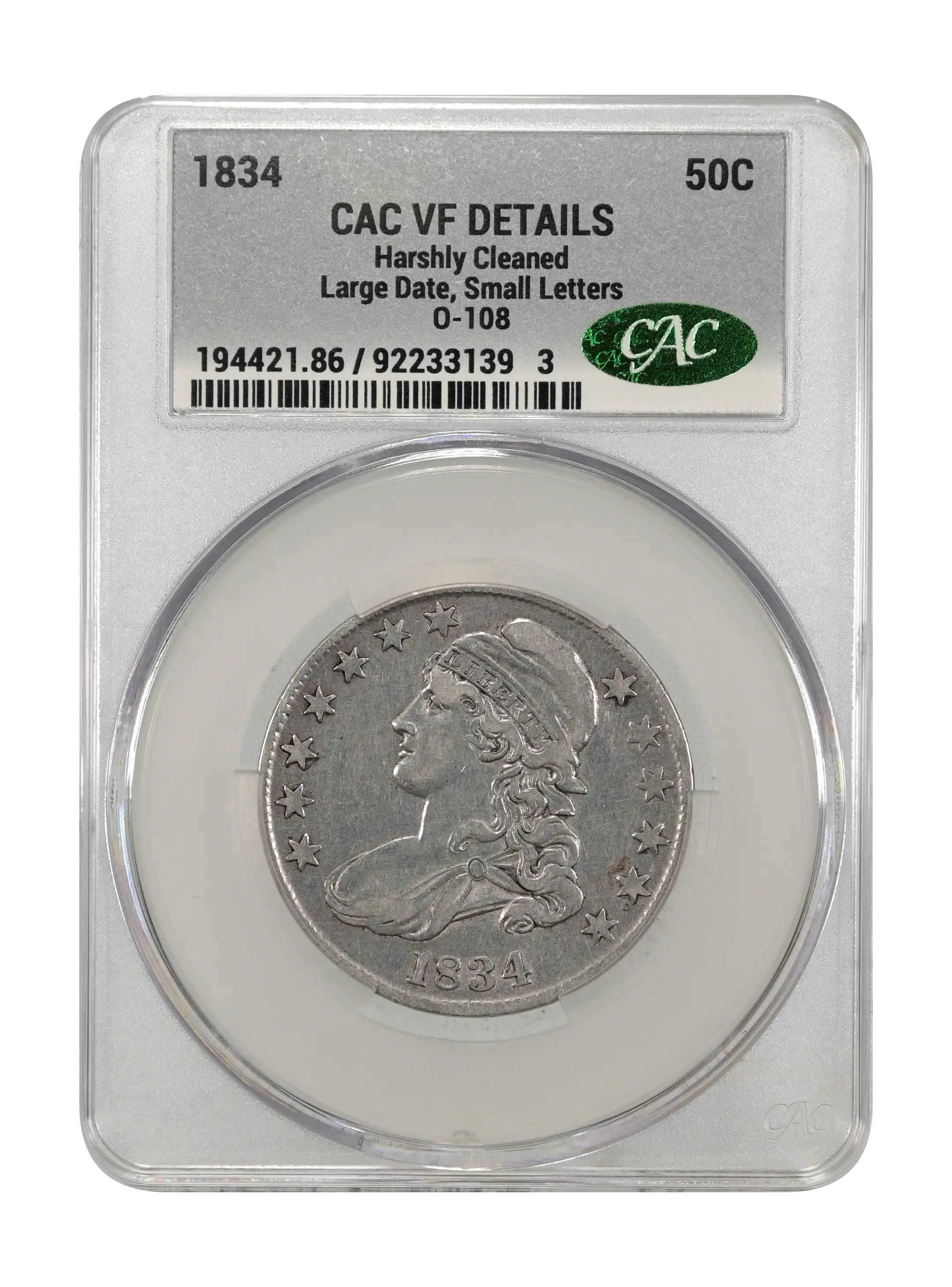1834 50c Large Date, Small Letters, O-108 MS thumbnail 12