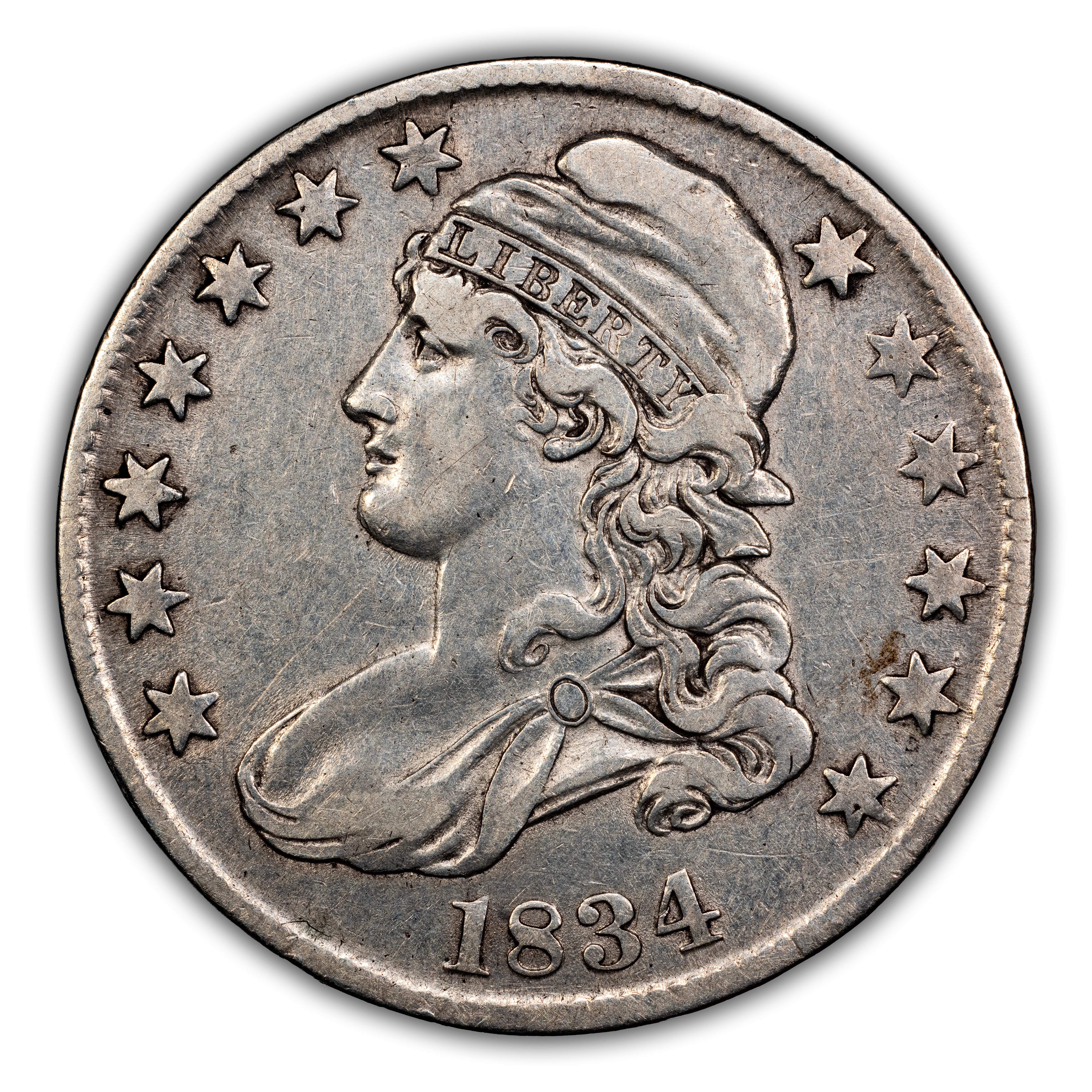 1834 50c Large Date, Small Letters, O-108 MS thumbnail 2