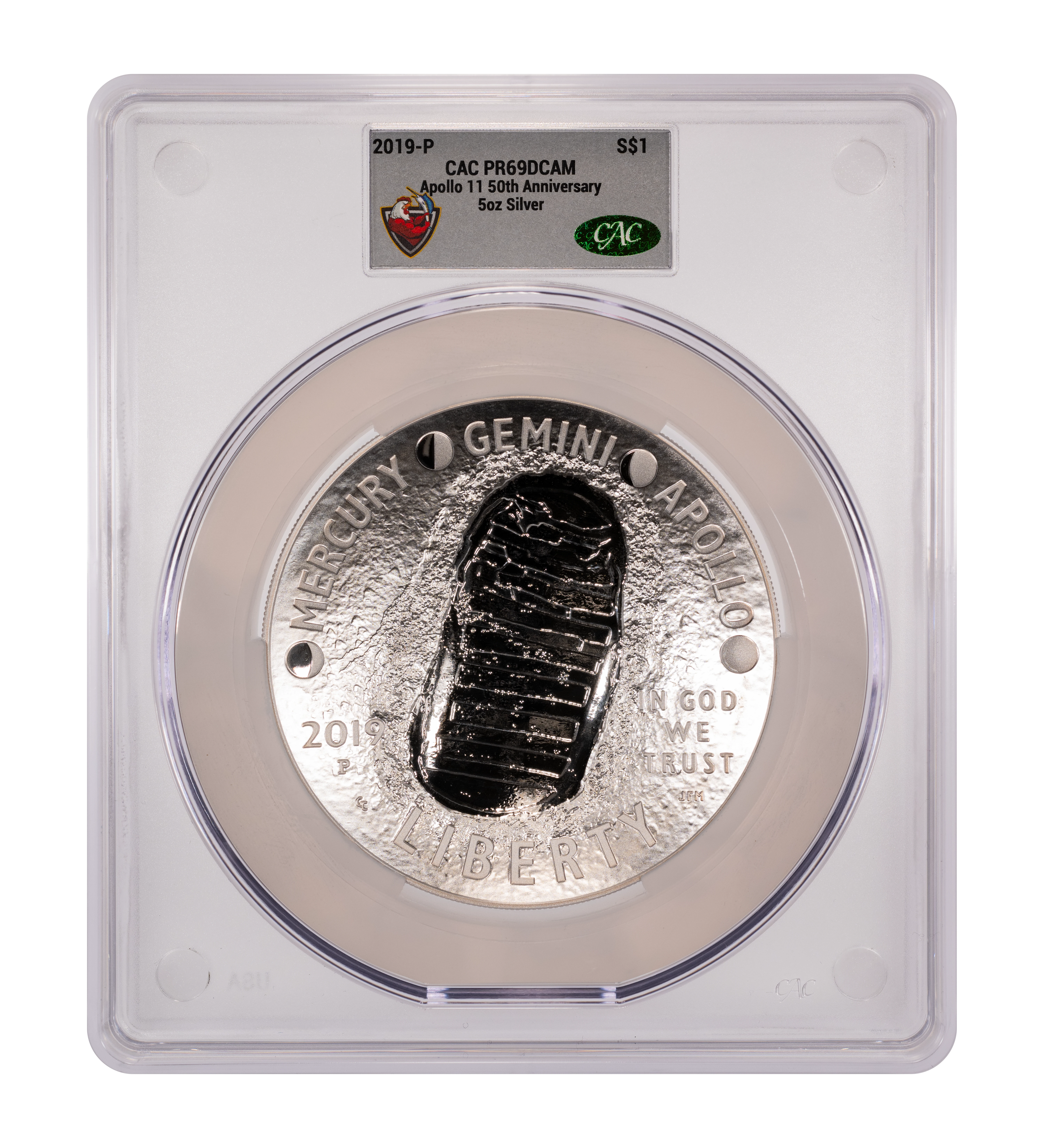 2019-P S$1 Apollo 11 50th Anniversary, 5 ounce PR DCAM thumbnail 9