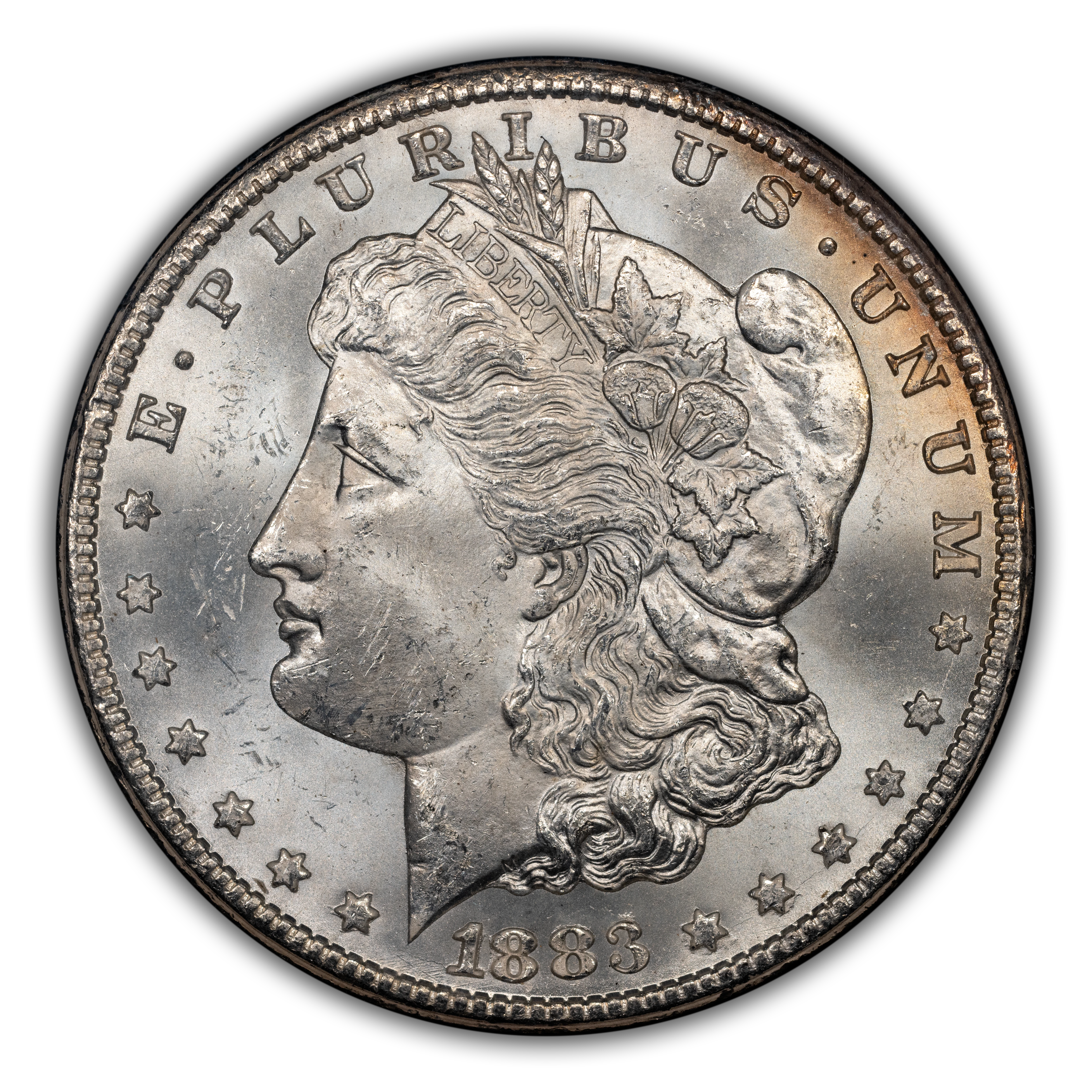 1883-CC $1 GSA Hoard, Doubled Date, Dash Under 8, VAM-4 MS