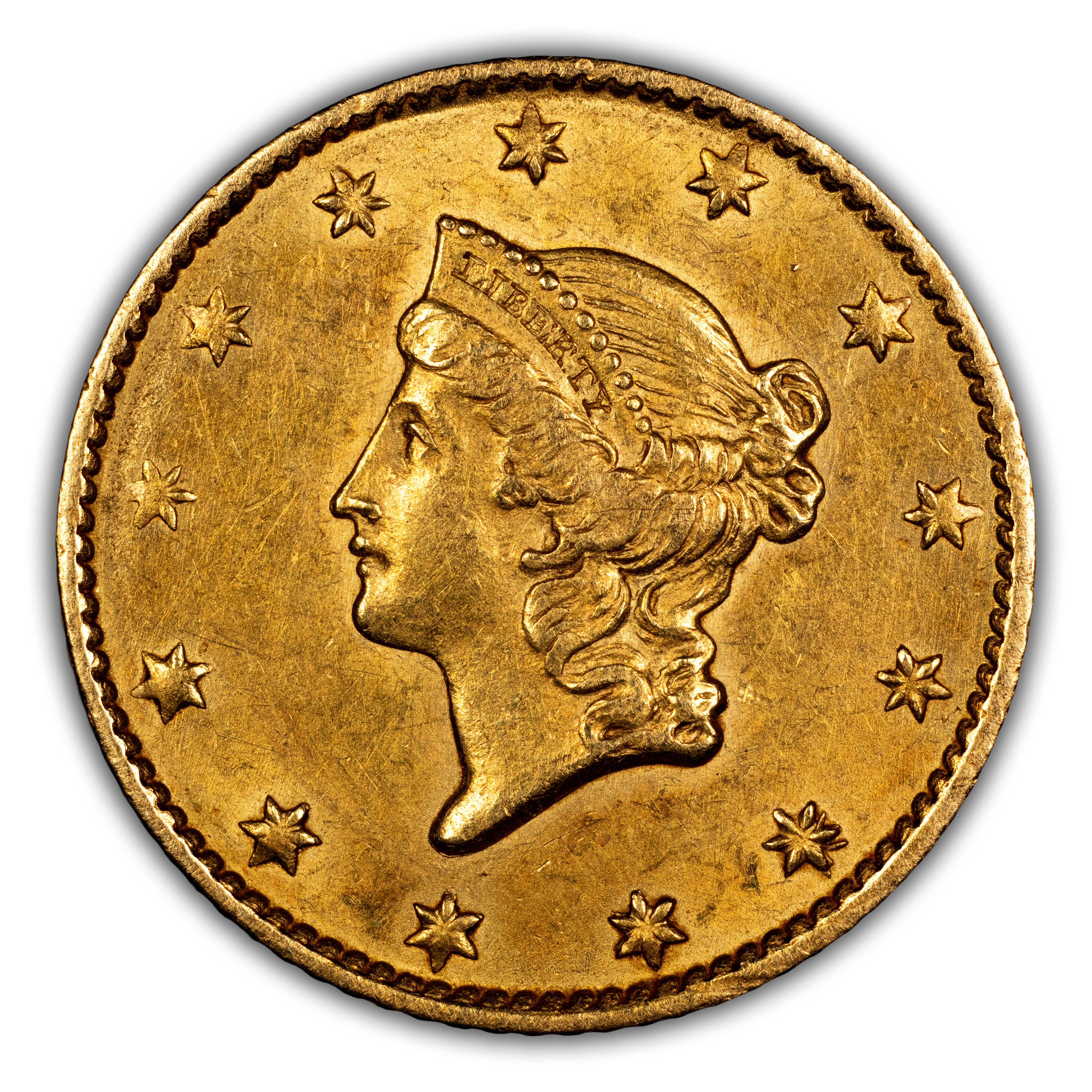 1849 G$1 Open Wreath, No L MS