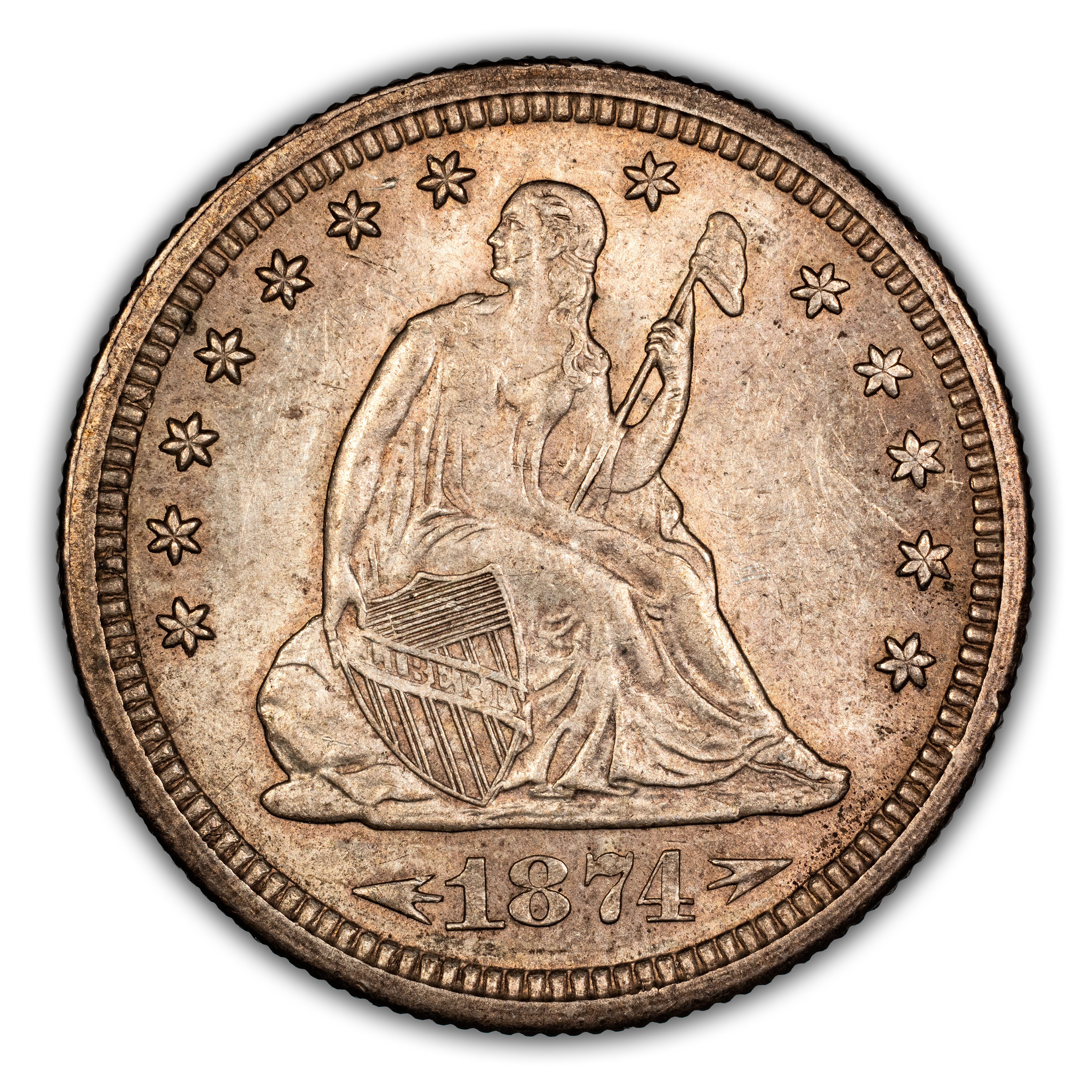 1874-S 25c Arrows MS