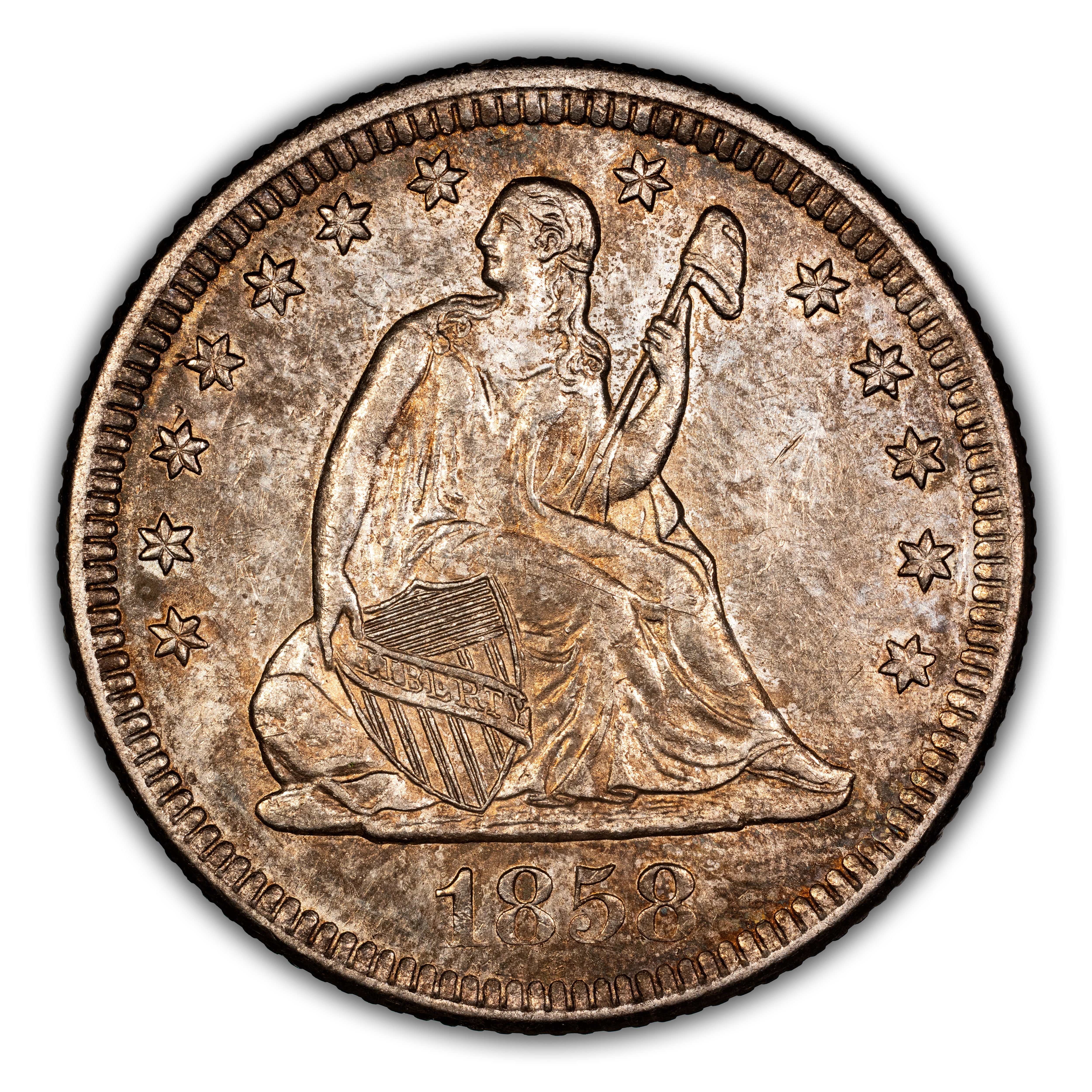 1858-O 25c MS