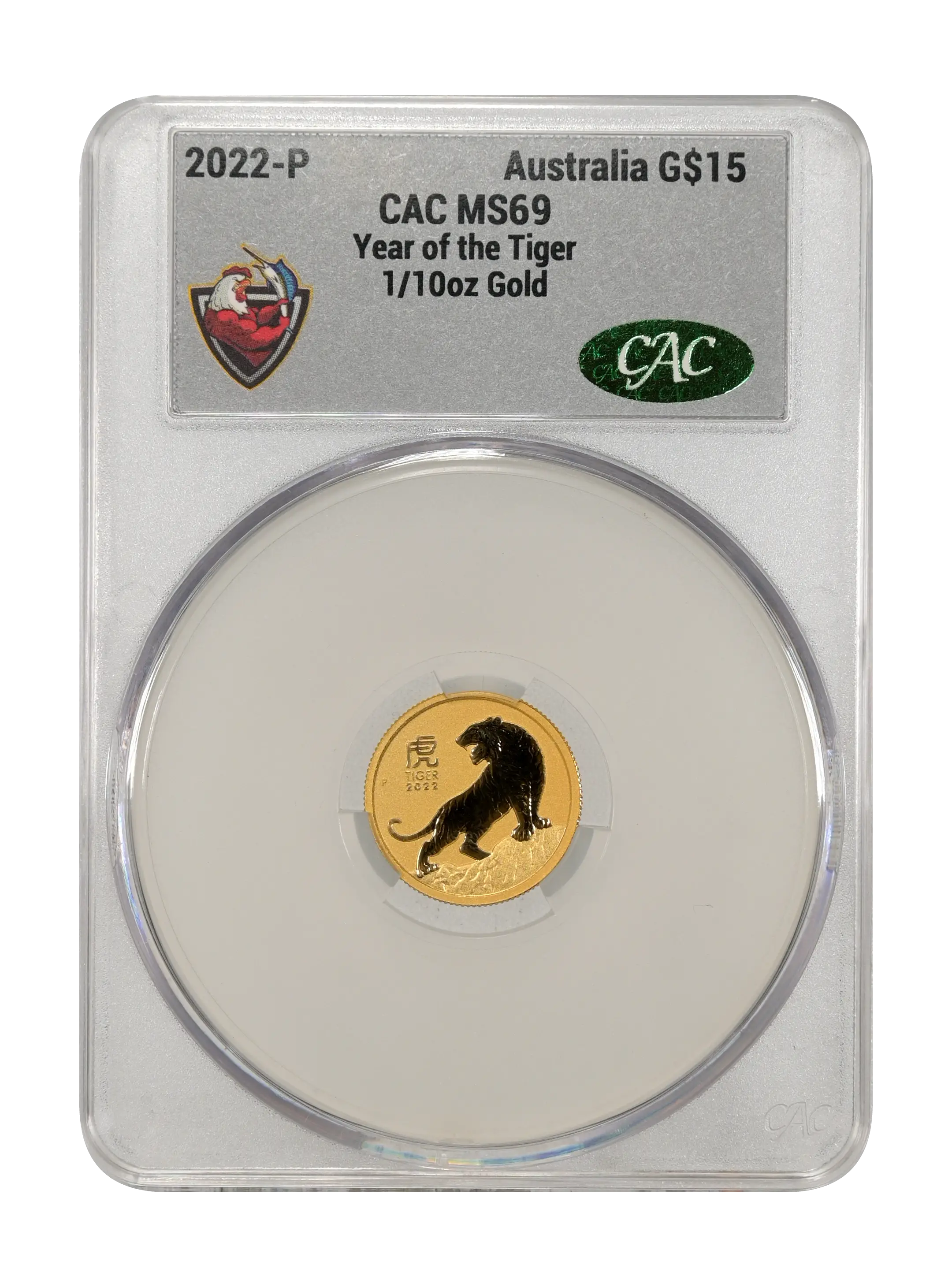 2022-P G$15  1/10oz Gold, Year of the Tiger MS thumbnail 2