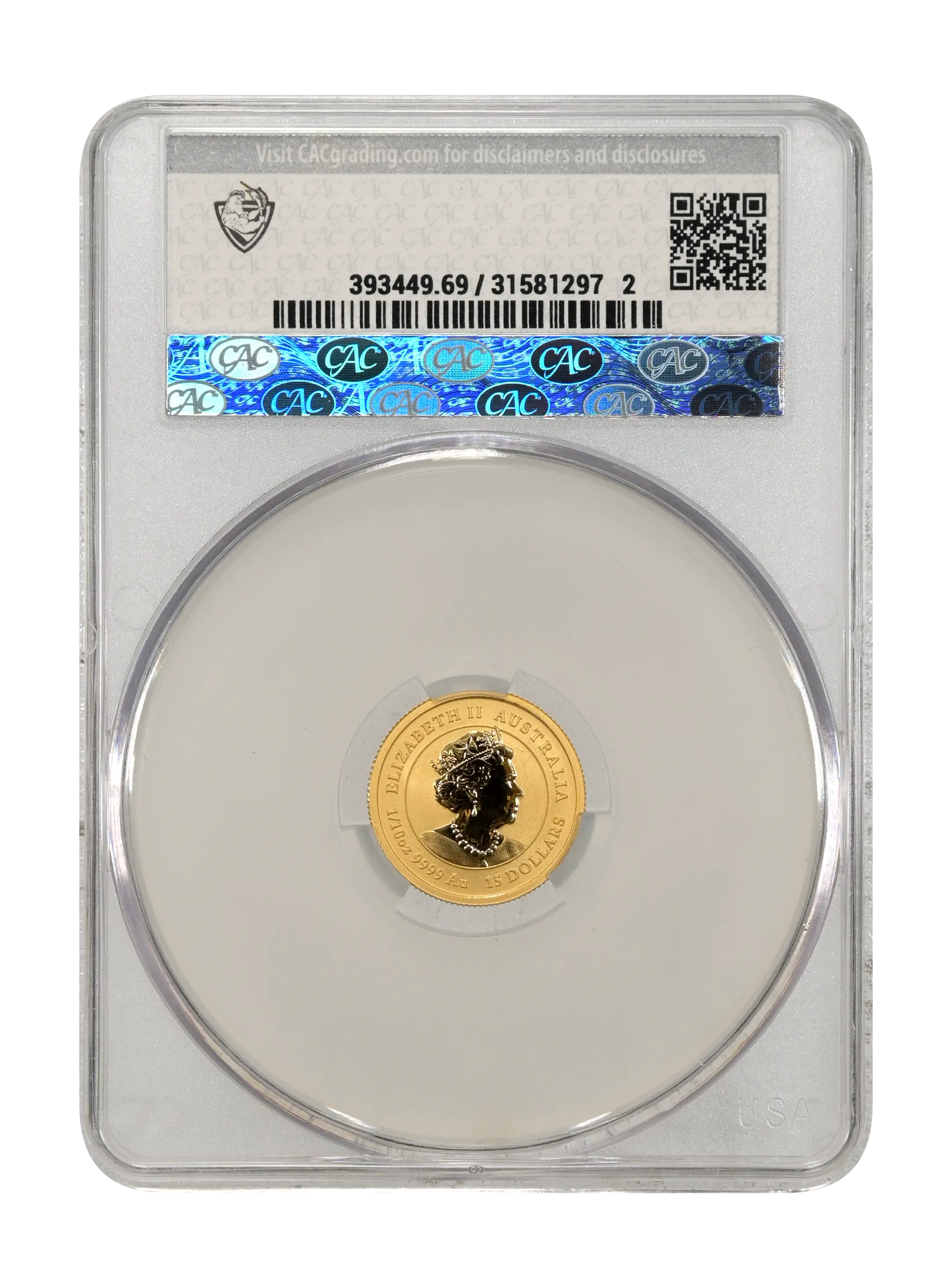2022-P G$15  1/10oz Gold, Year of the Tiger MS thumbnail 3