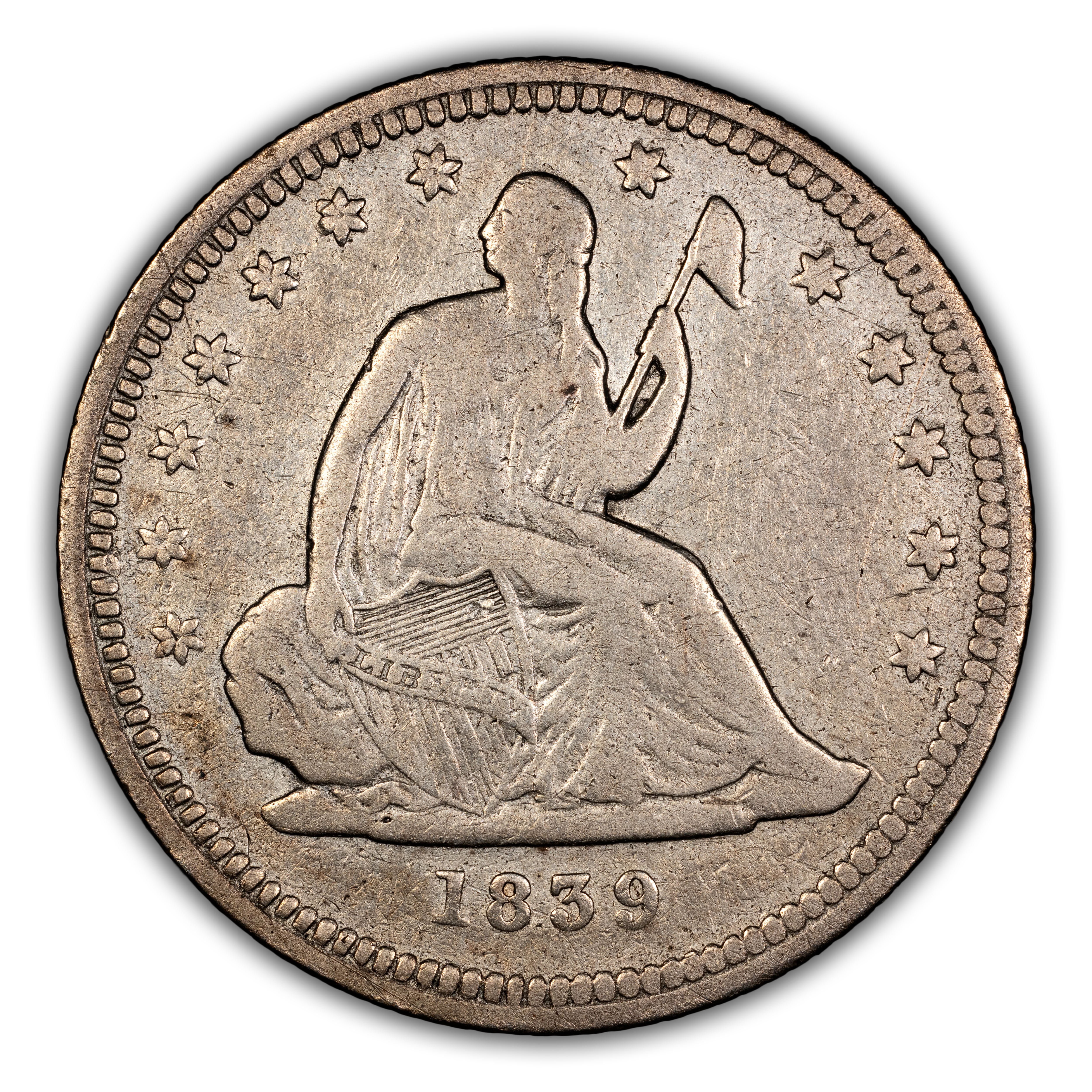 1839 25c No Drapery, Reverse of 1838 MS thumbnail 2
