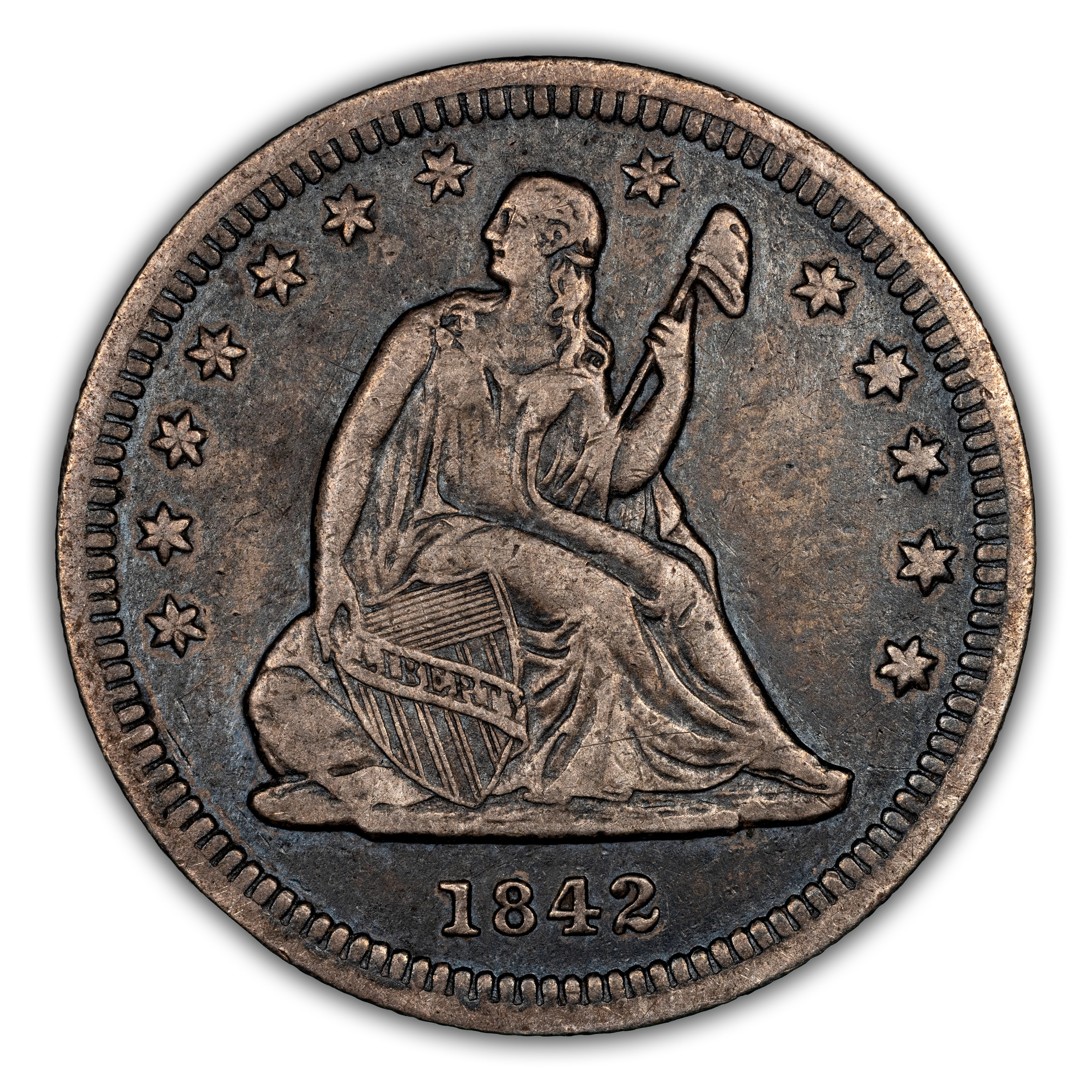 1842-O 25c Small Date MS