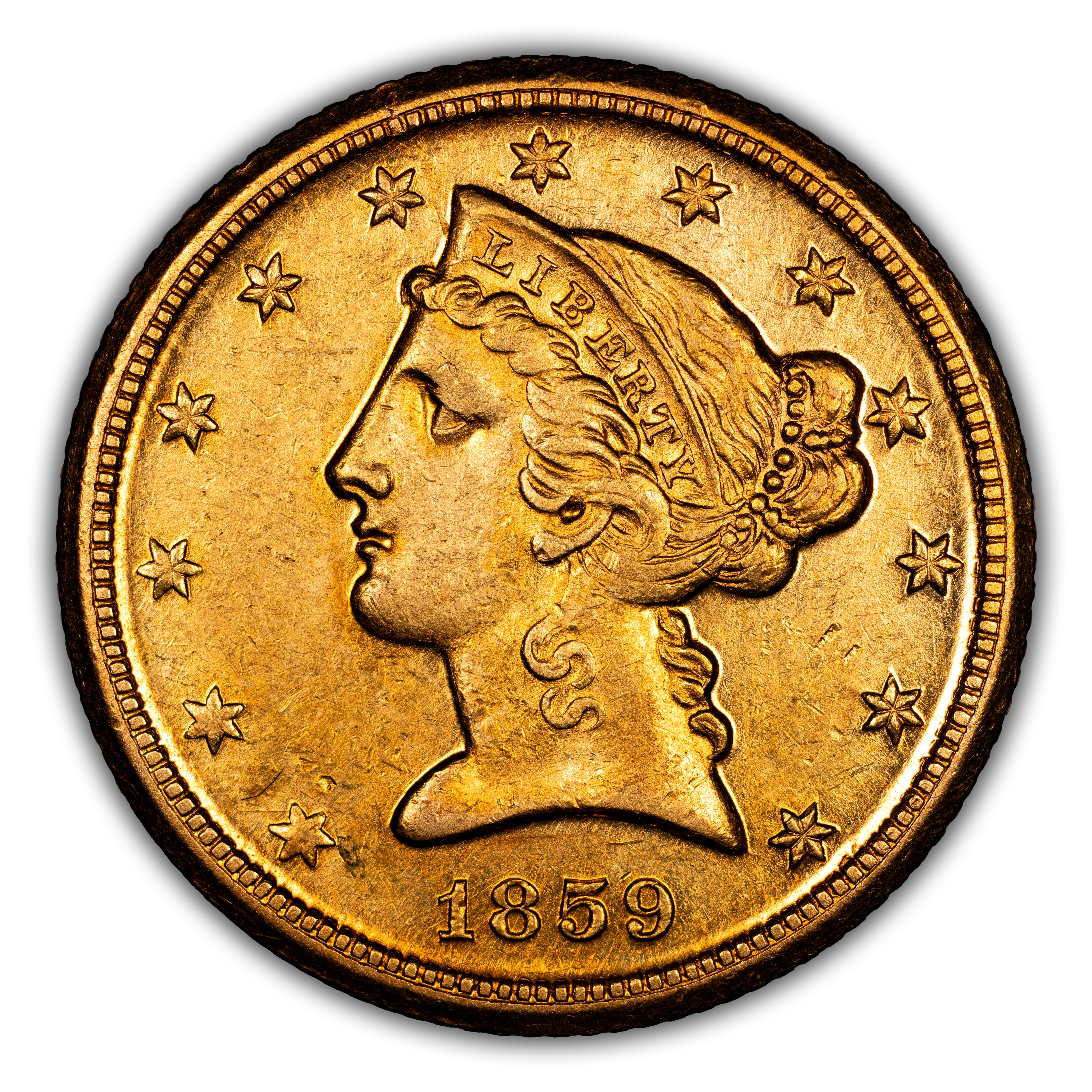 1859-D $5 Medium D MS