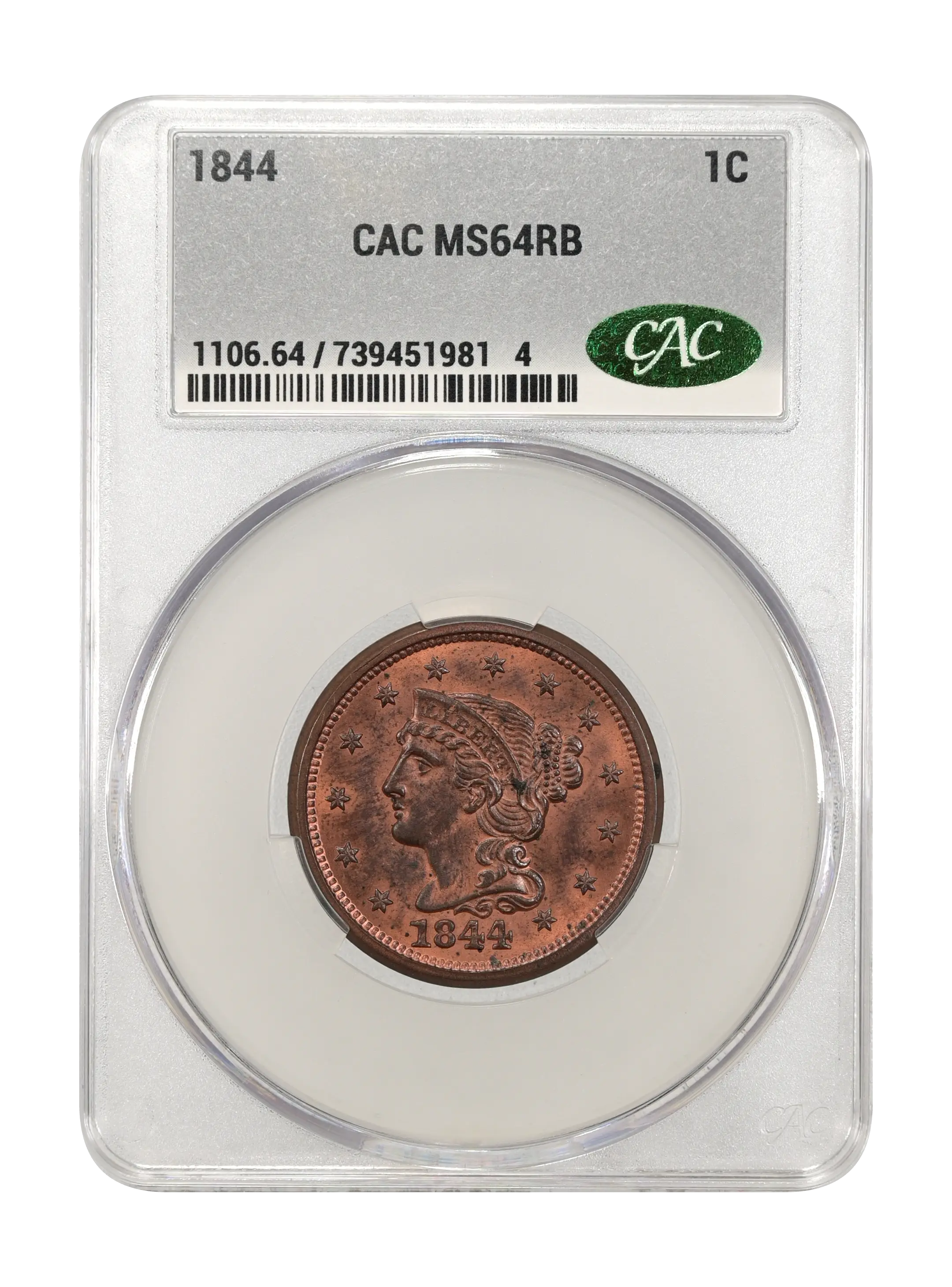 1844 1c MS RB MS65 RB CAC thumbnail 24