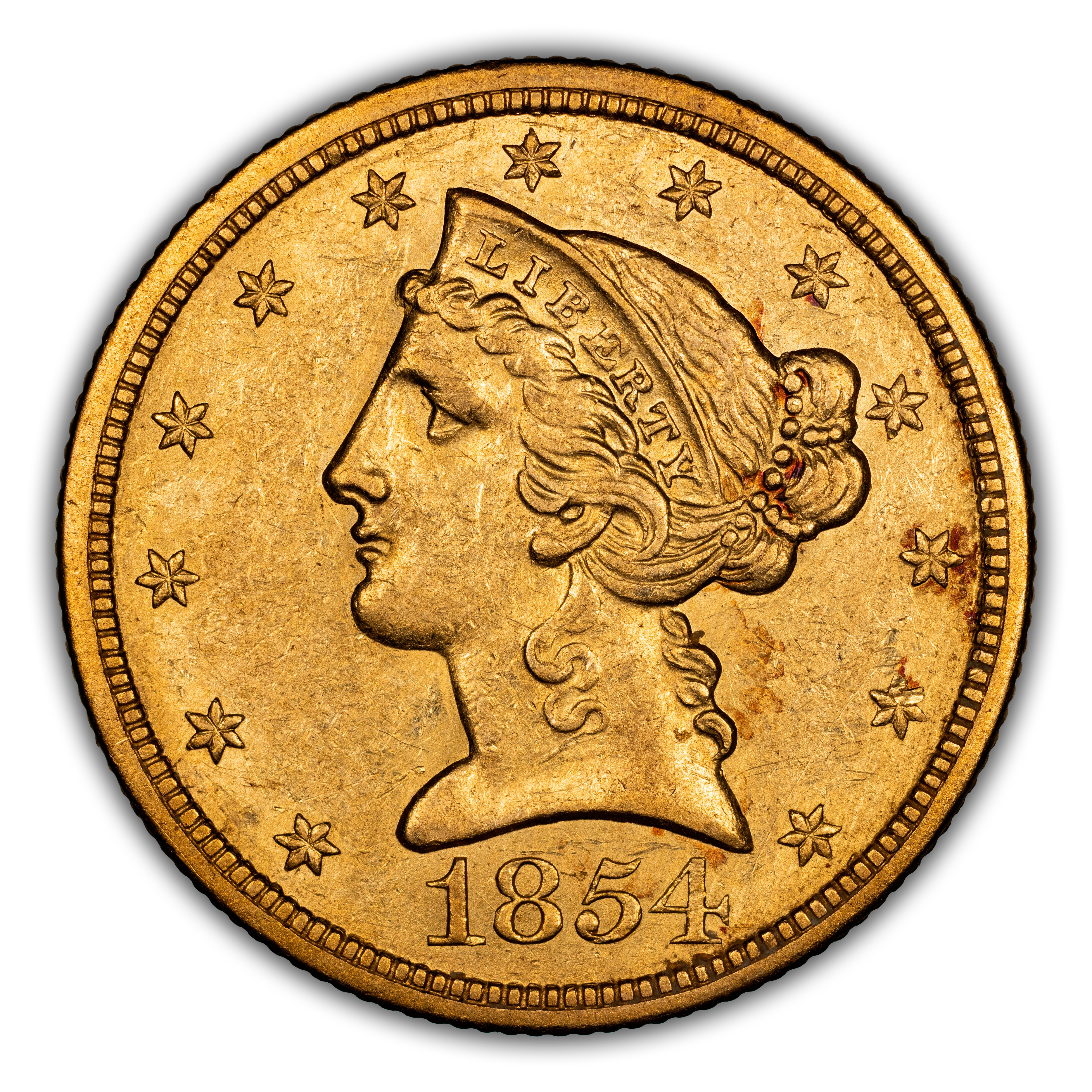 1854-O $5 MS