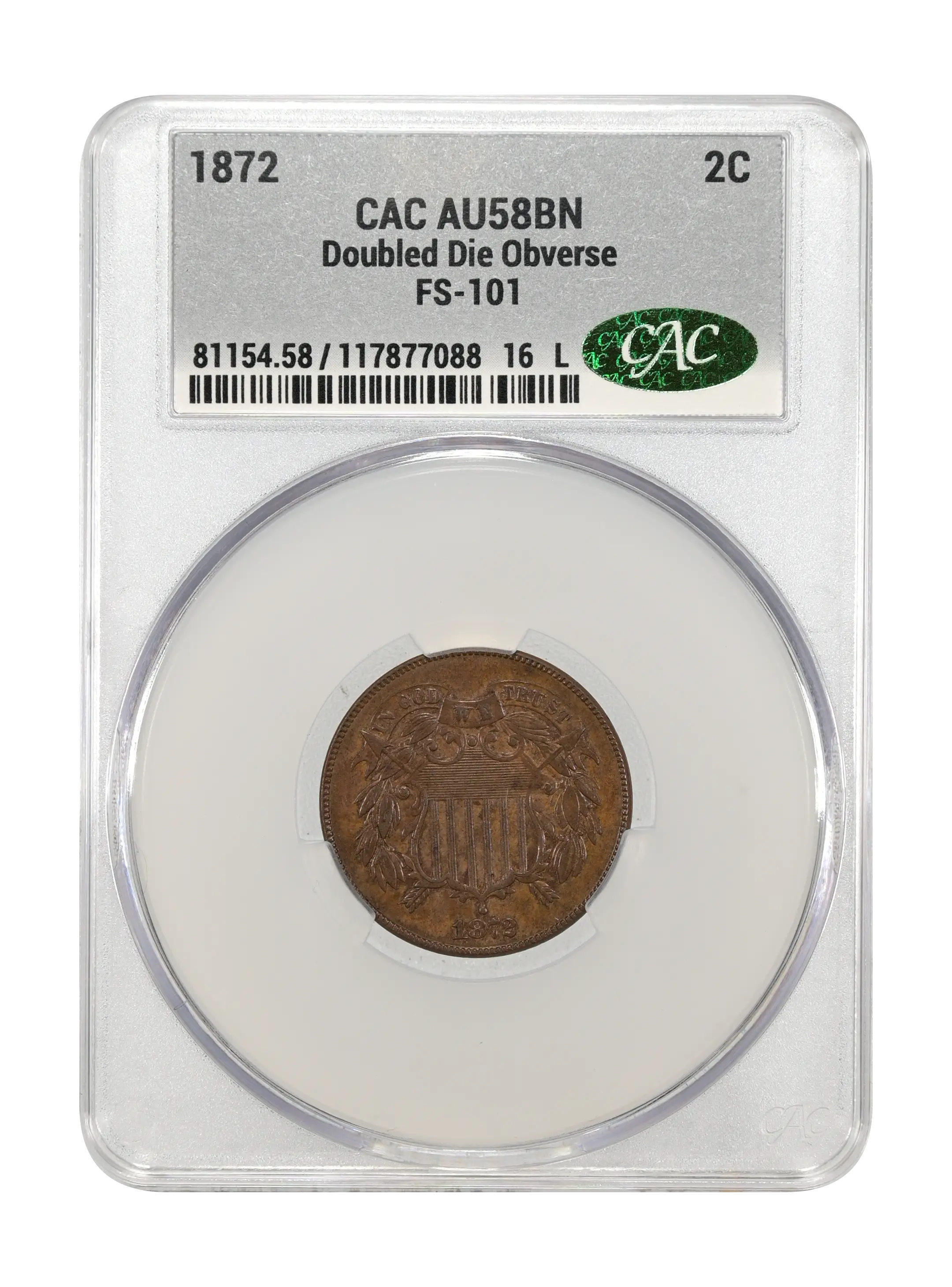 1872 2c Doubled Die Obverse , FS-101 MS BN thumbnail 9