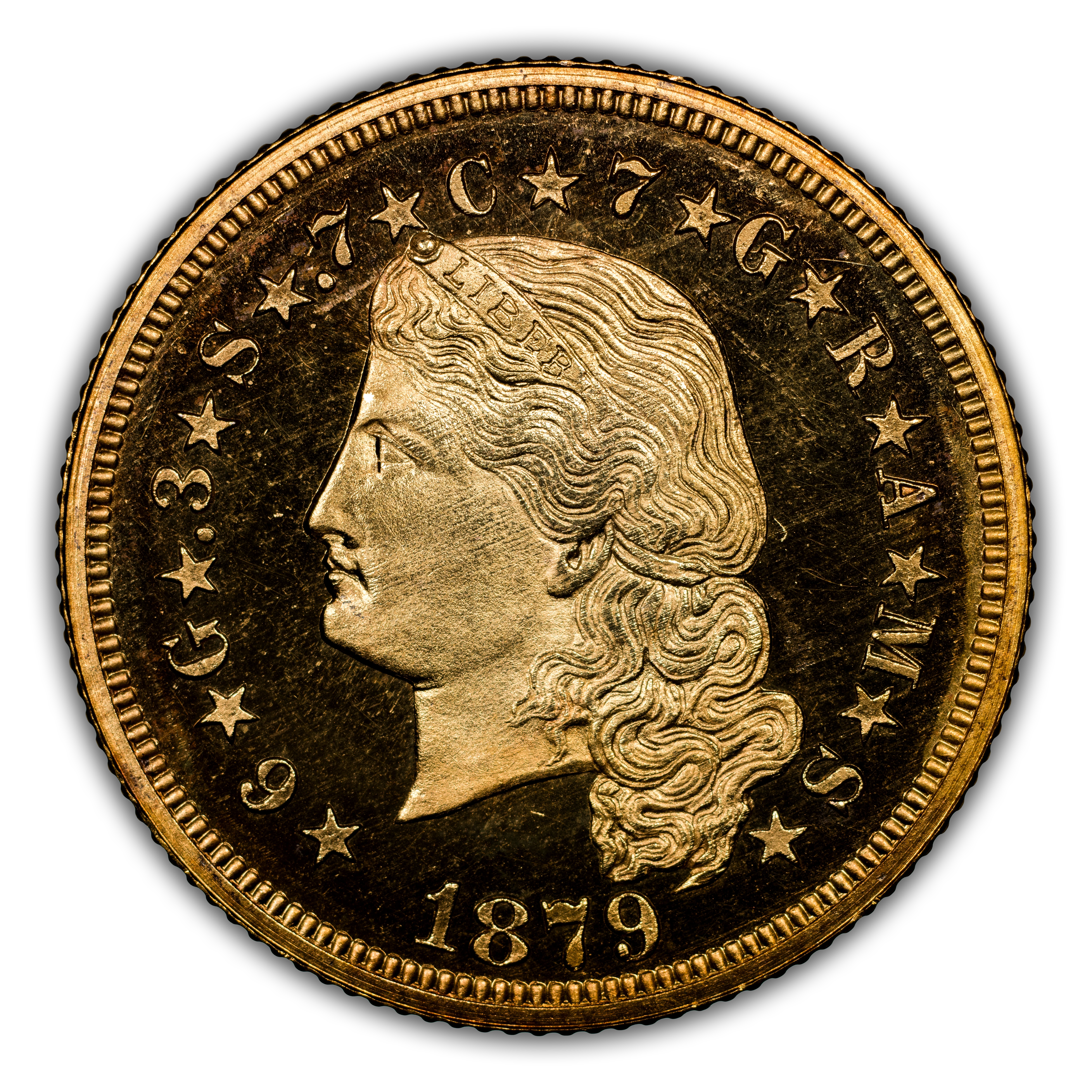 1879 $4 Stella, Flowing Hair PR CAM