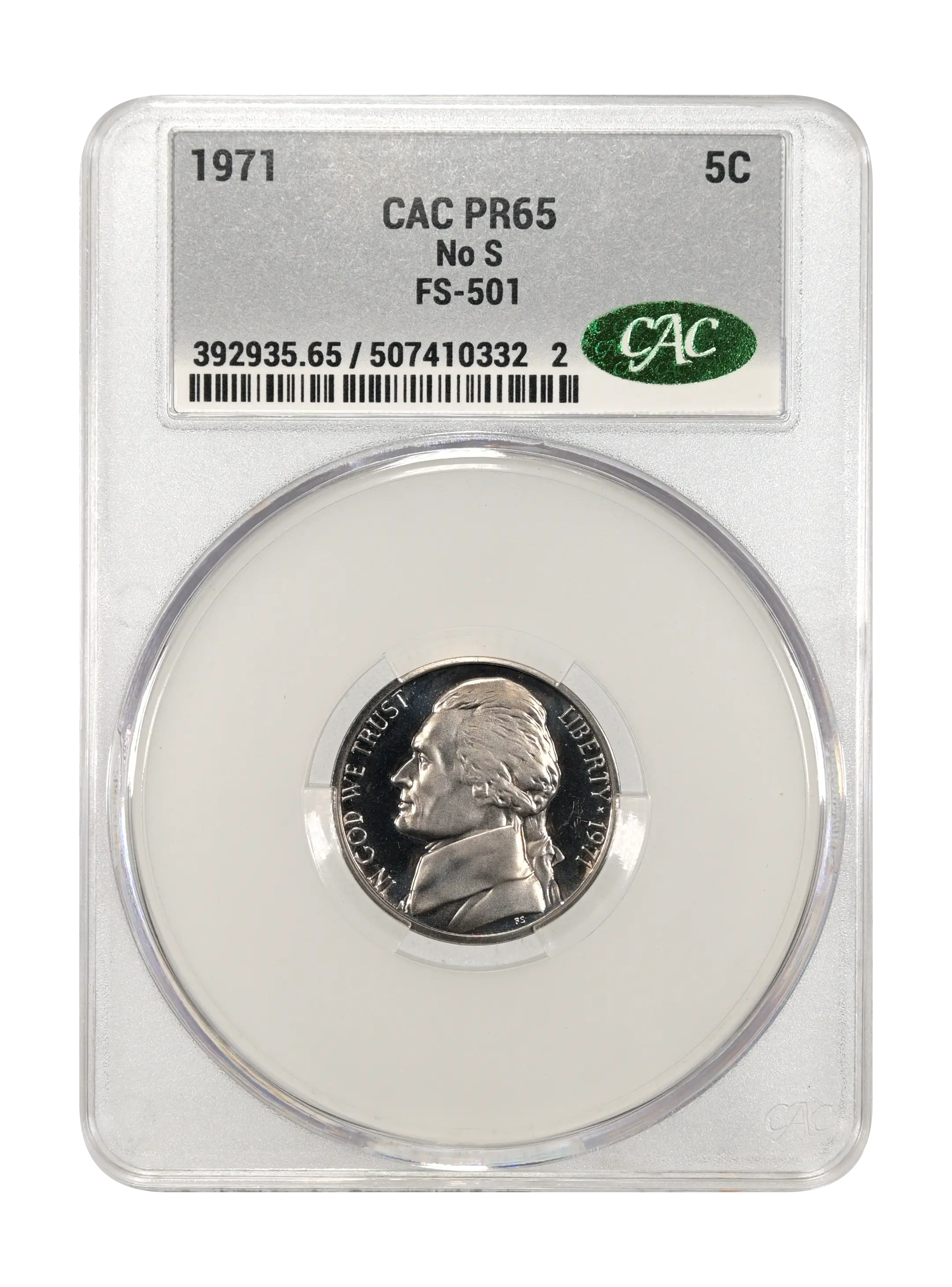 1971 5c No S, FS-501 PR thumbnail 3