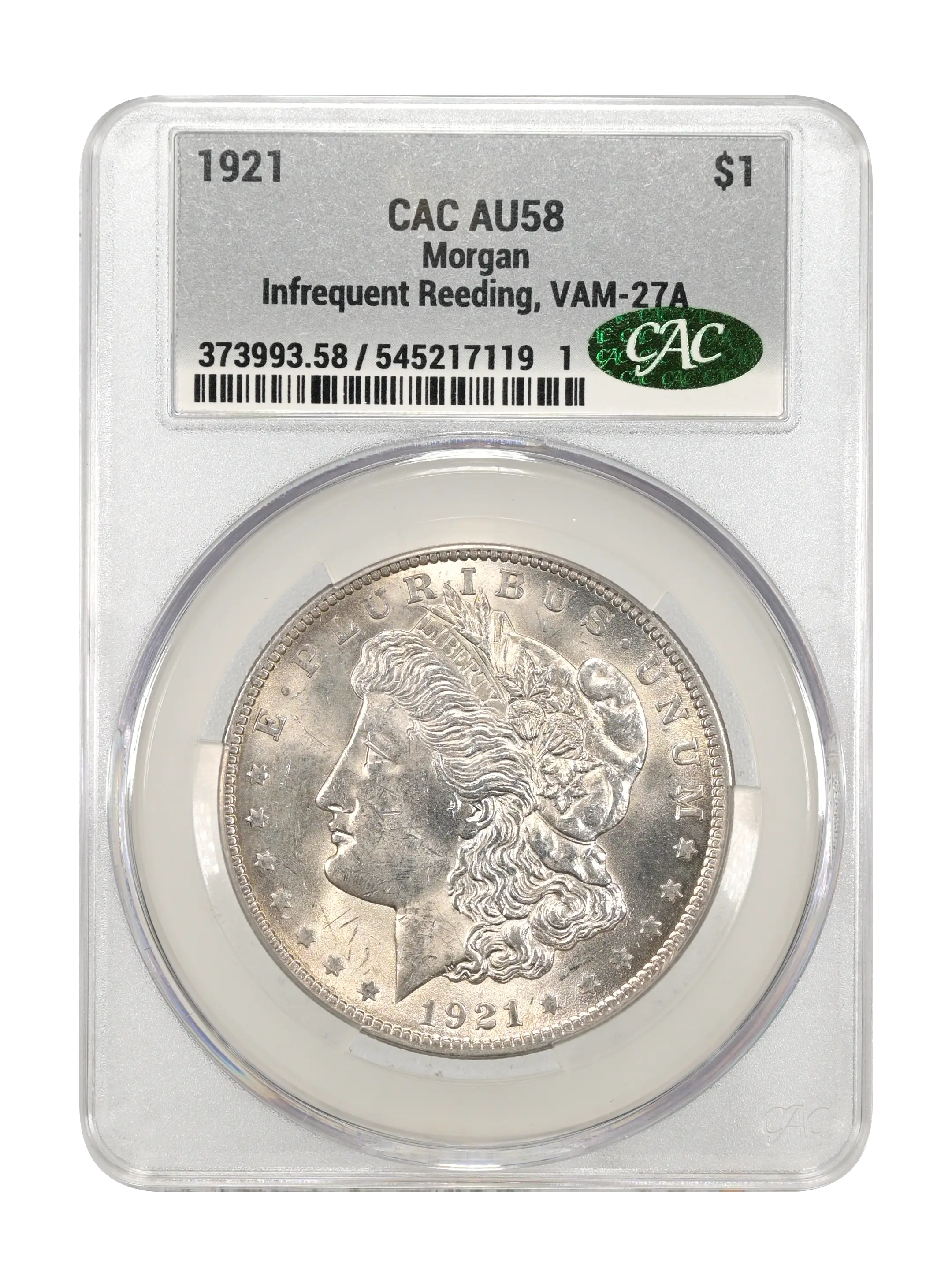 1921 $1  Morgan, Infrequent Reeding, VAM-27A MS thumbnail 3