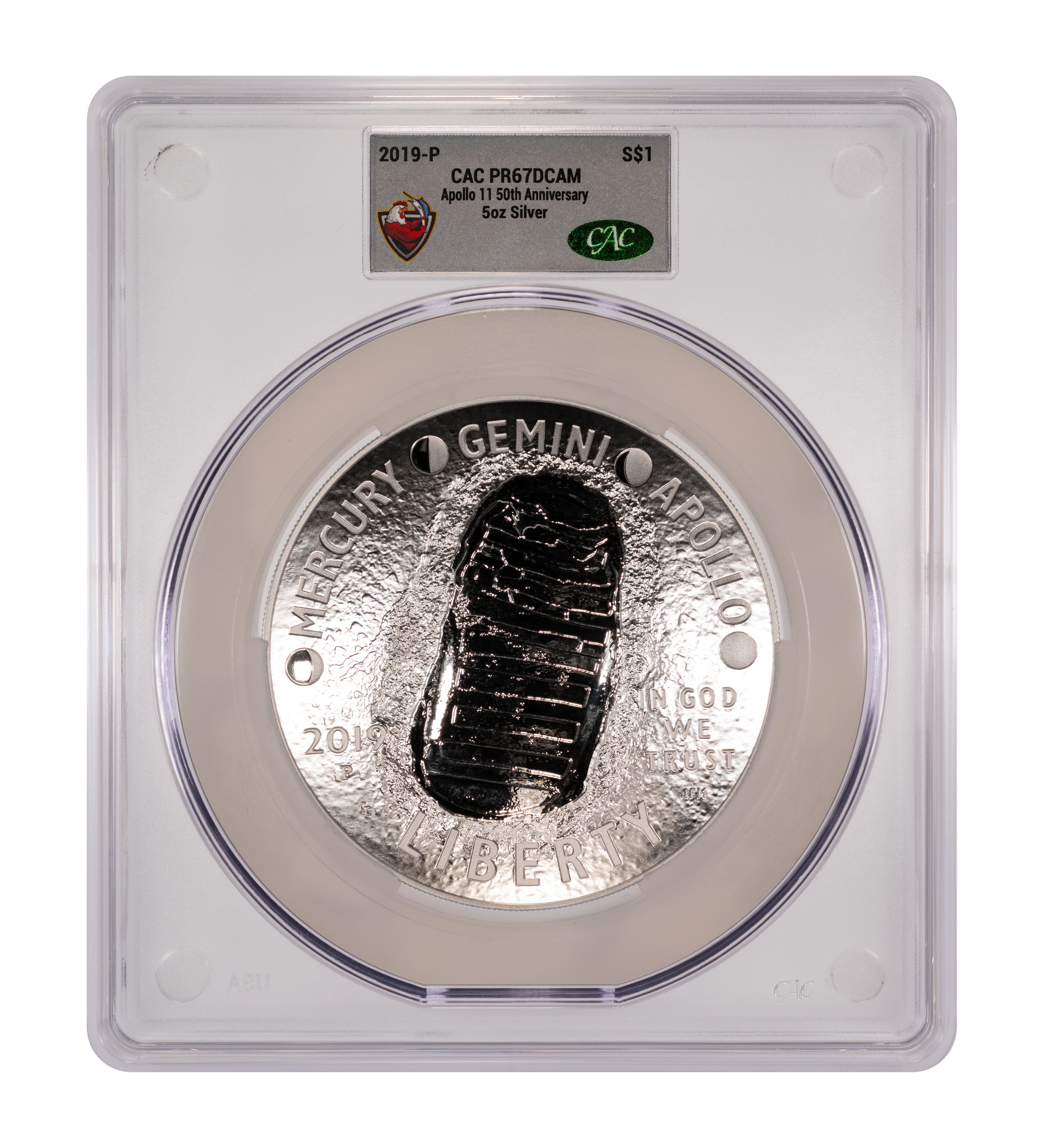 2019-P S$1 Apollo 11 50th Anniversary, 5 ounce PR DCAM thumbnail 8
