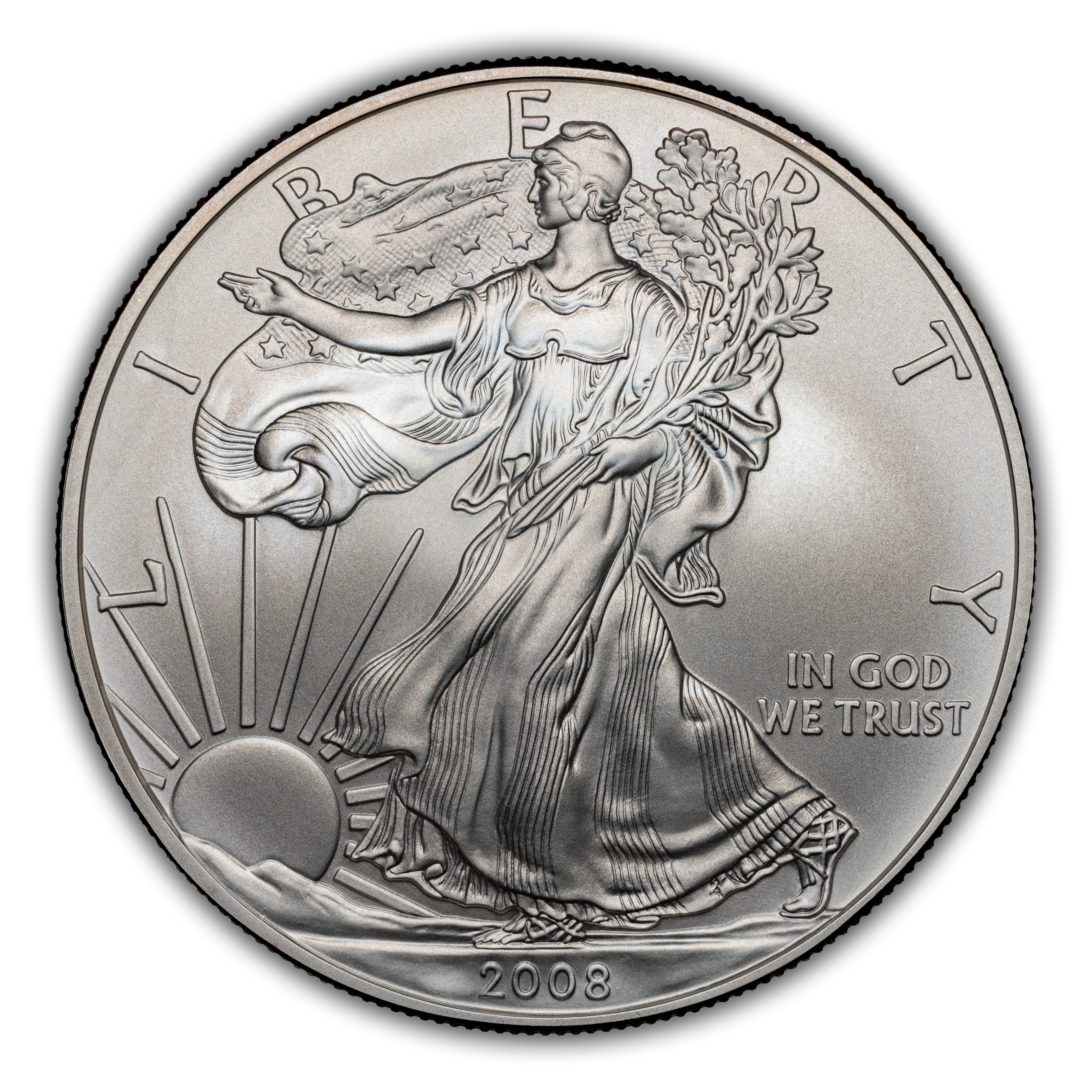 2008-W $1 Silver Eagle, Burnished, Reverse of 2007 MS