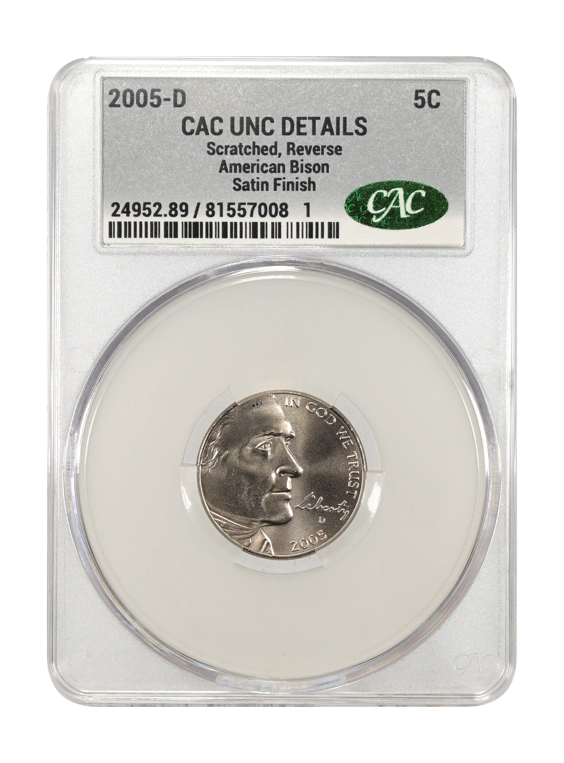 2005-D 5c Bison, Satin Finish MS thumbnail 9