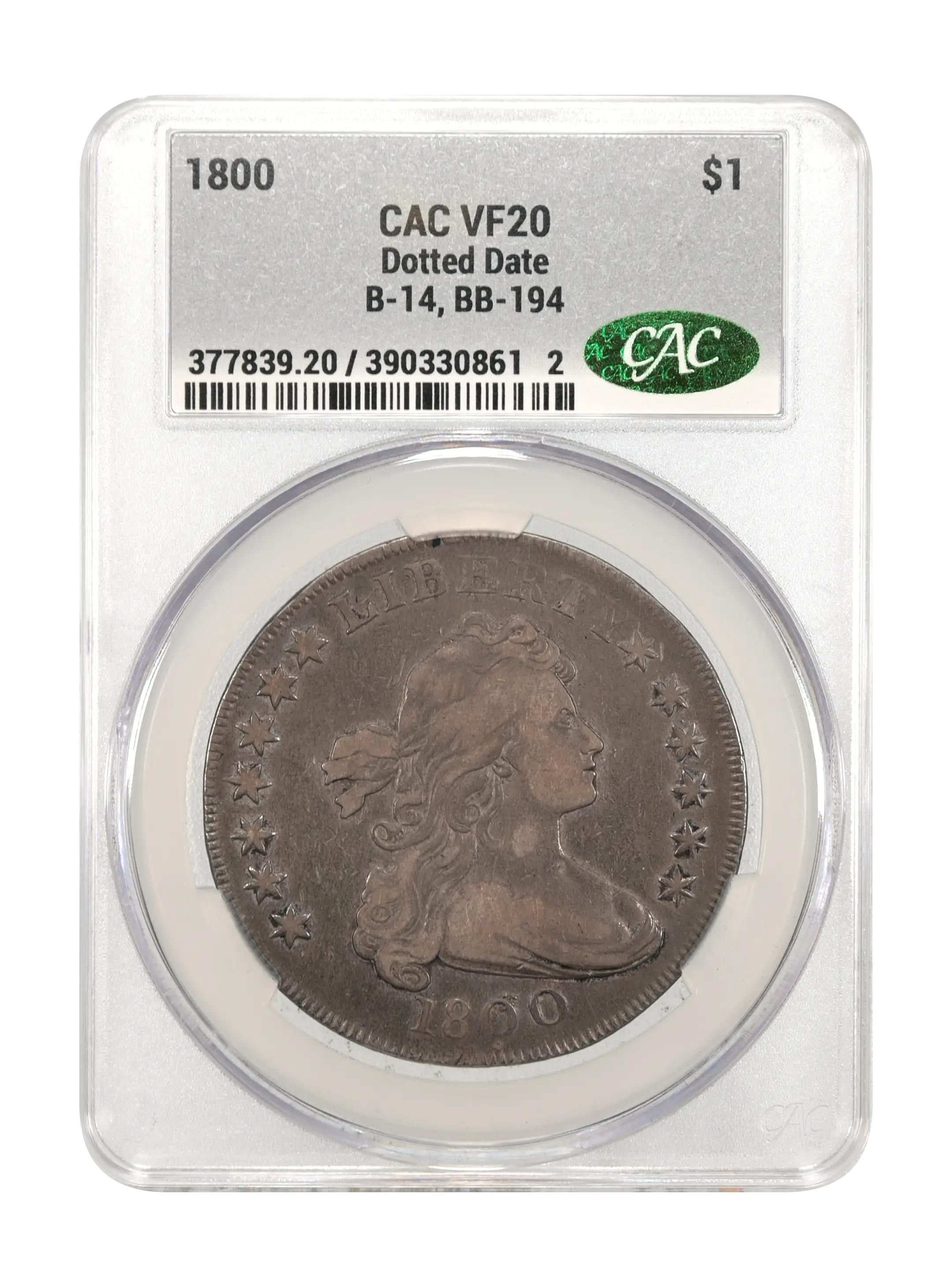 1800 $1  Dotted Date, B-14, BB-194 MS thumbnail 9