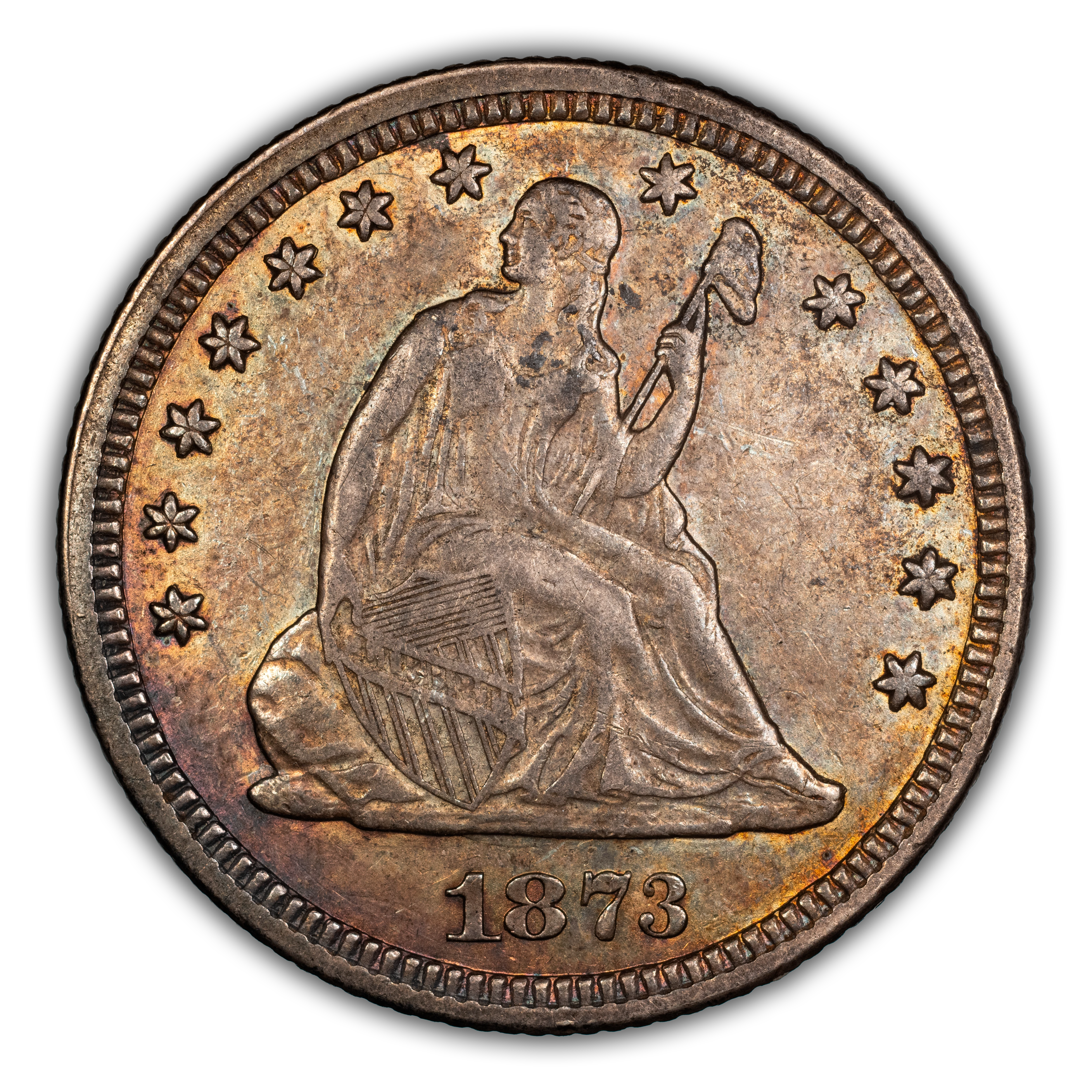 1873 25c No Arrows, Open 3 MS