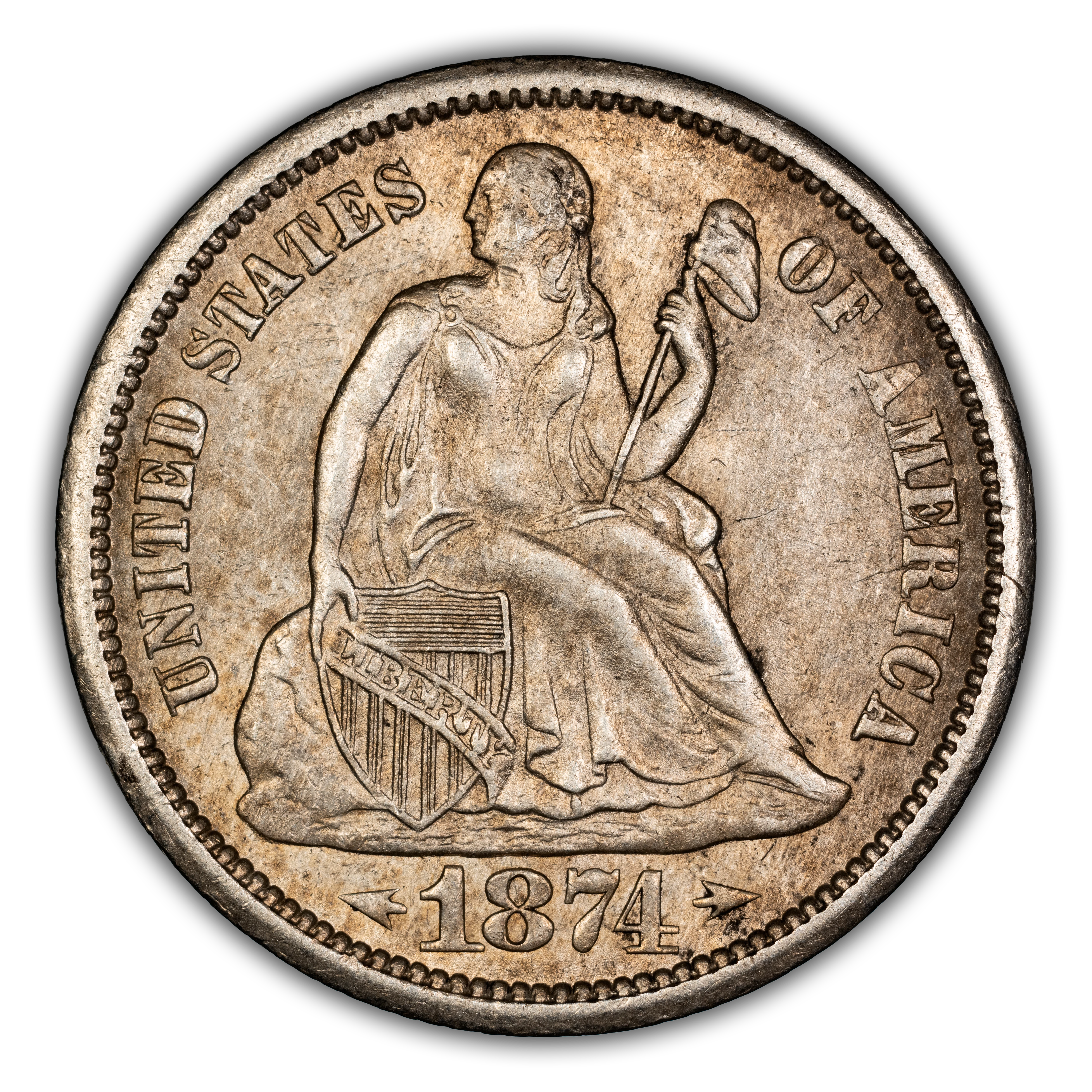 1874-S 10c Arrows MS