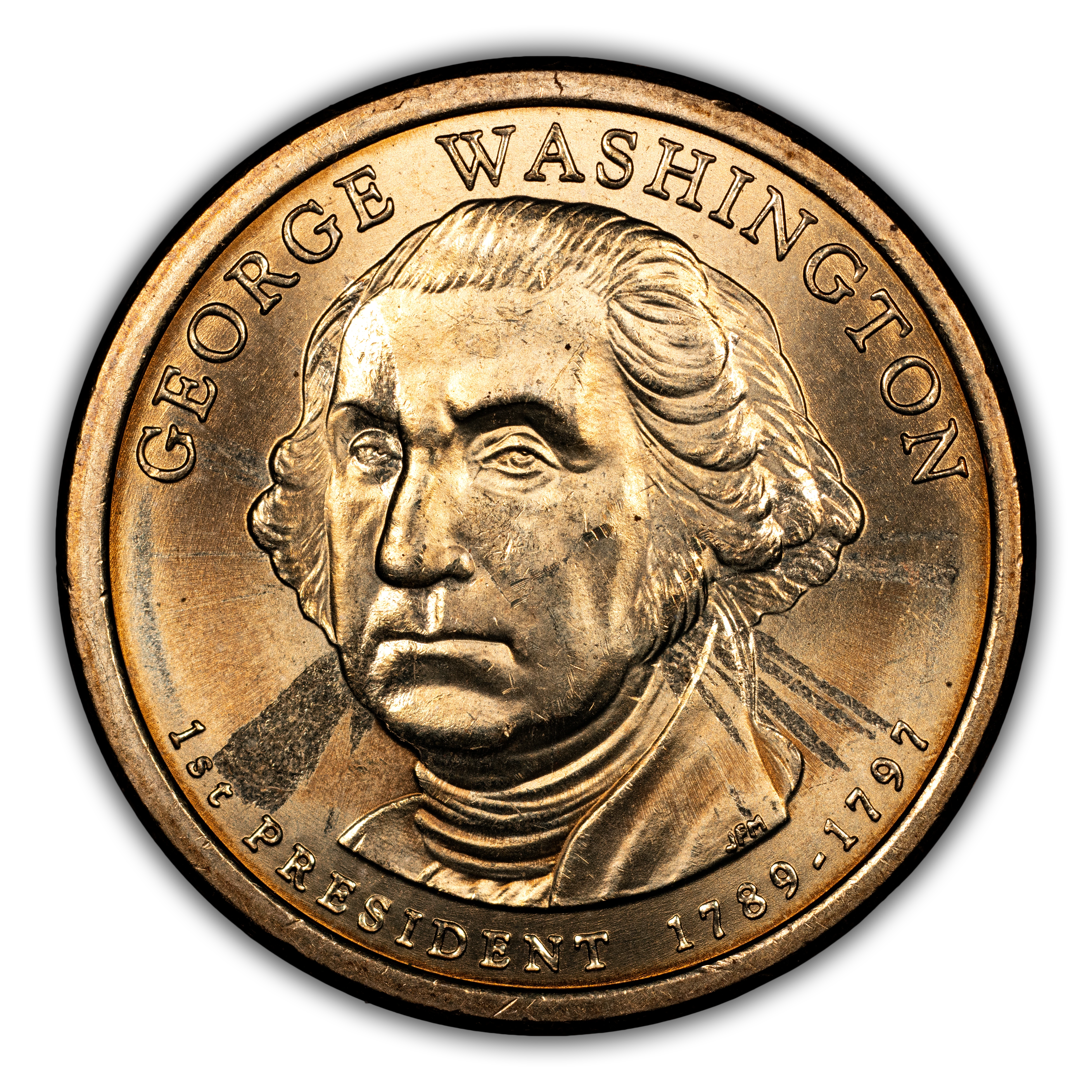 (2007) $1 George Washington, Satin Finish, Missing Edge Lettering MS