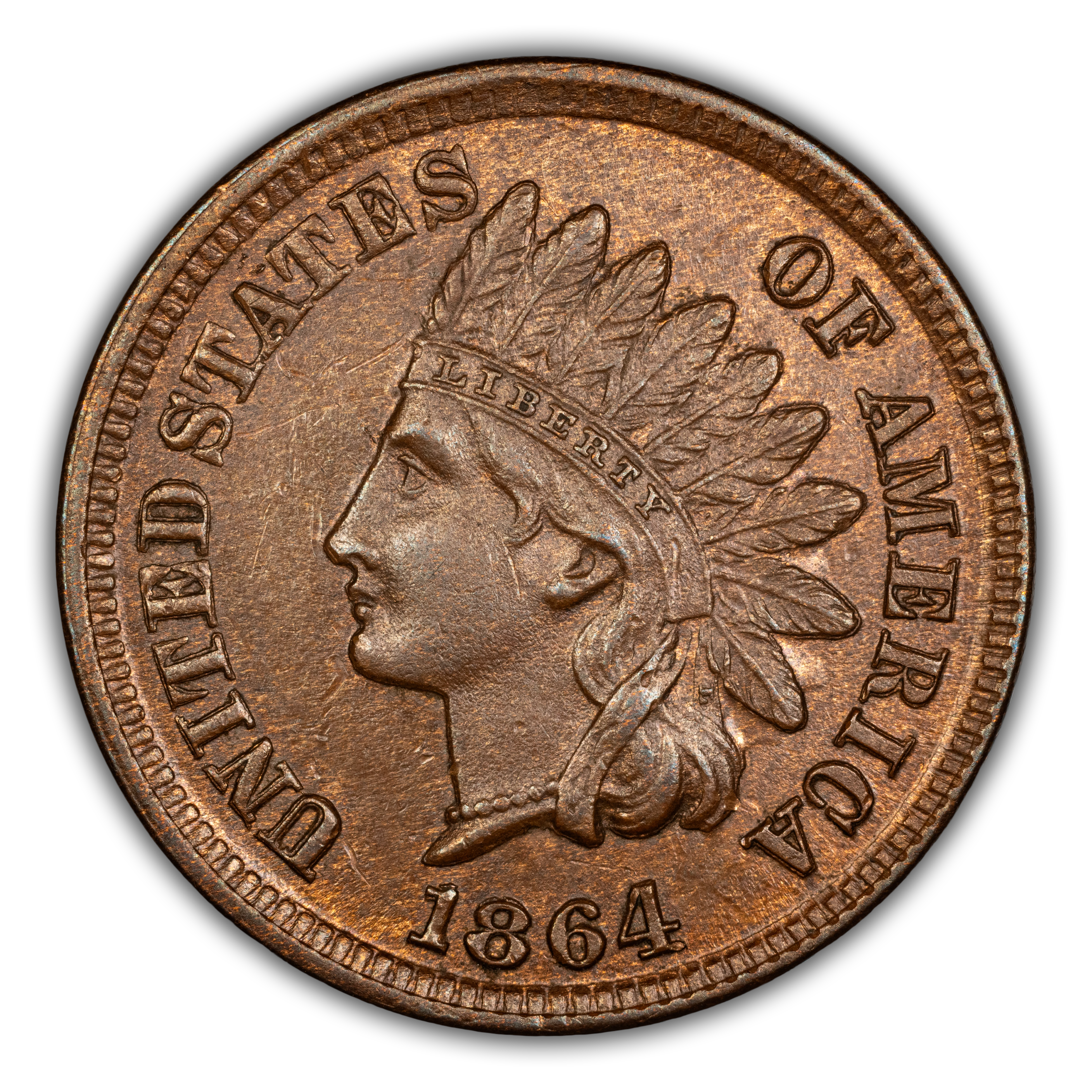 1864 1c L on Ribbon, Repunched Date, FS-2304, S-5 MS BN
