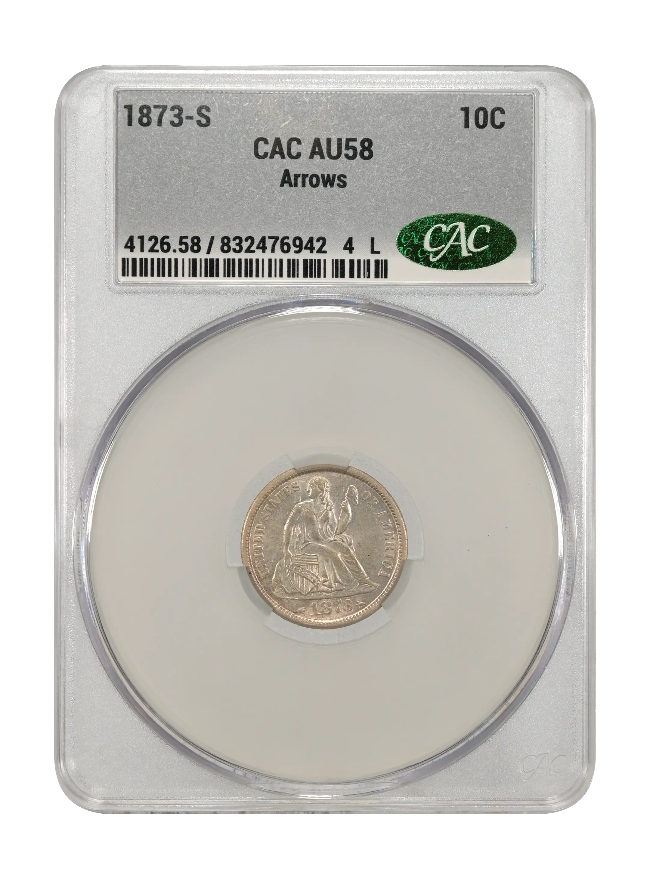 1873-S 10c Arrows VF25 CAC thumbnail 24