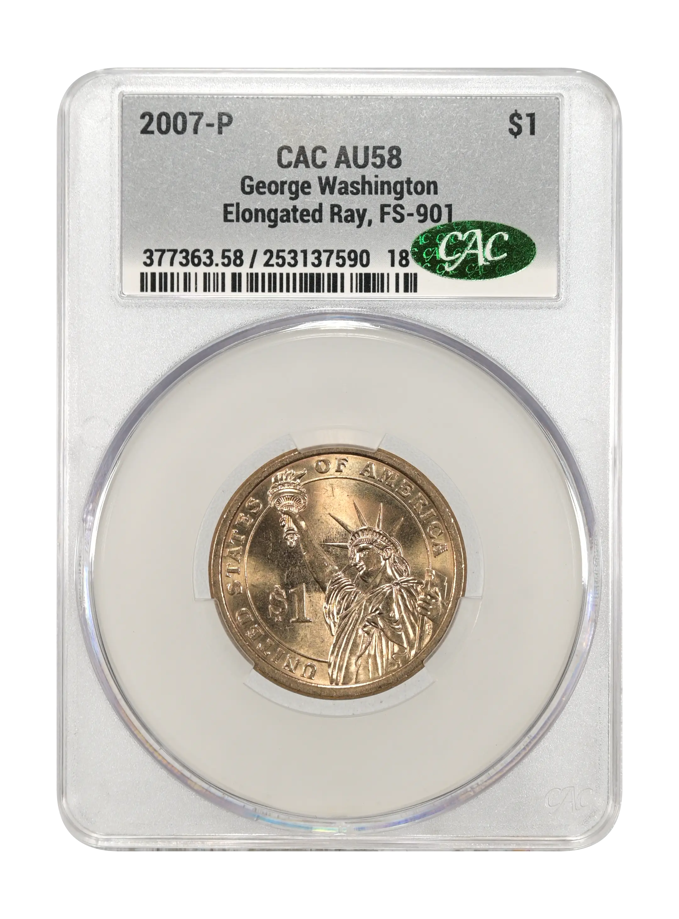 2007-P $1  George Washington, Elongated Ray, Pos. A, FS-901 MS60 thumbnail 22