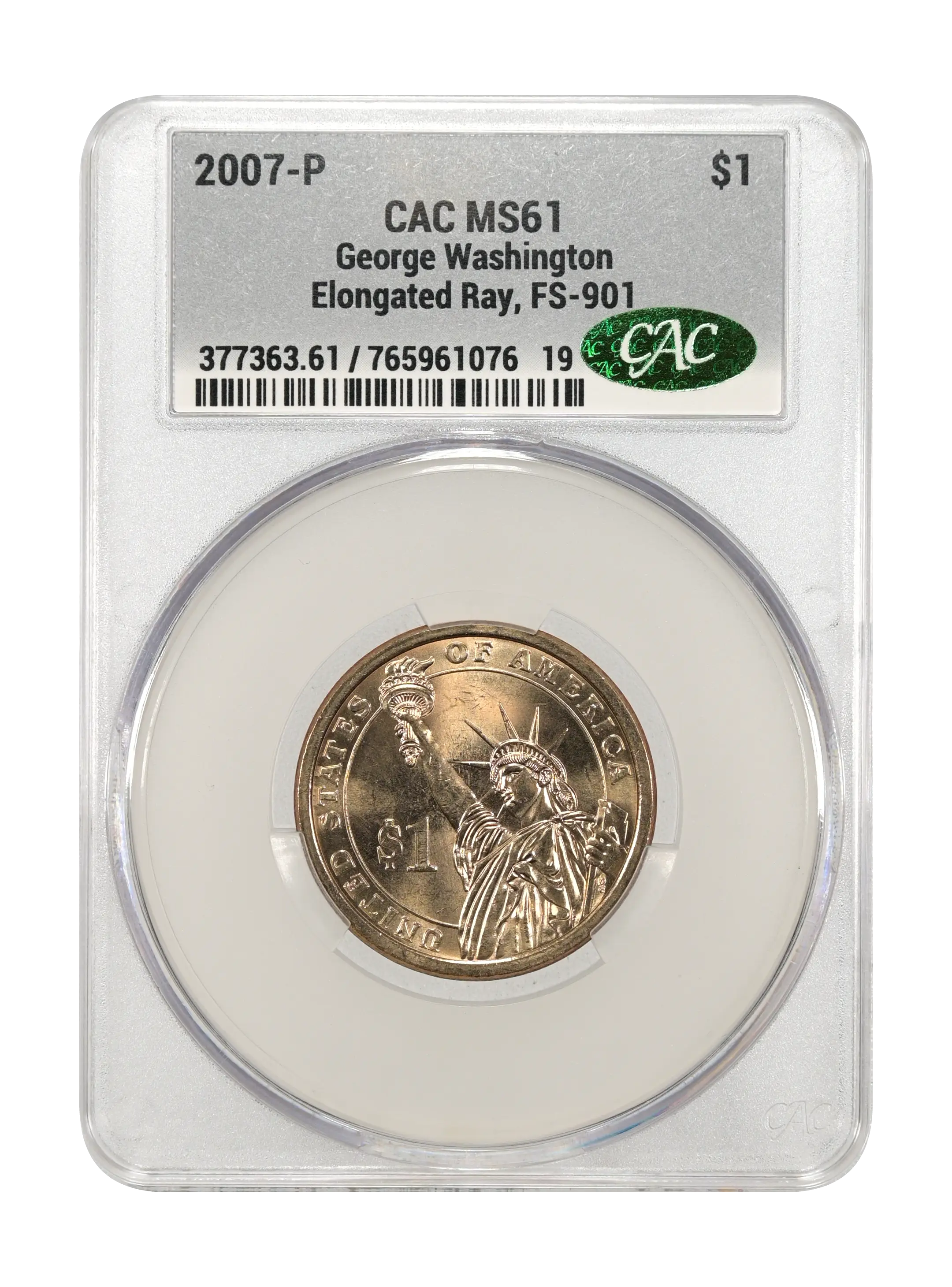 2007-P $1  George Washington, Elongated Ray, Pos. A, FS-901 MS60 thumbnail 23