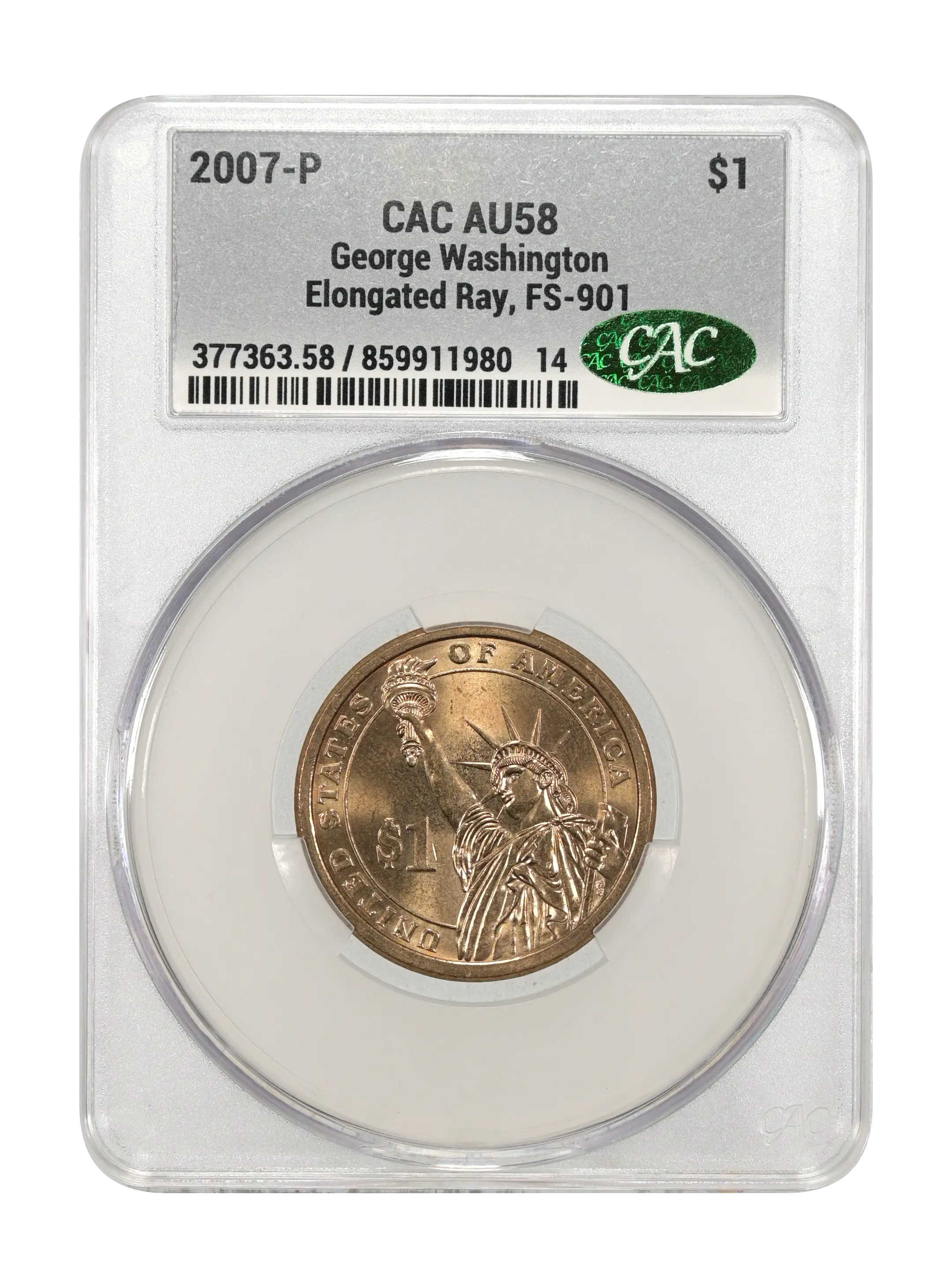 2007-P $1  George Washington, Elongated Ray, Pos. A, FS-901 MS60 thumbnail 24