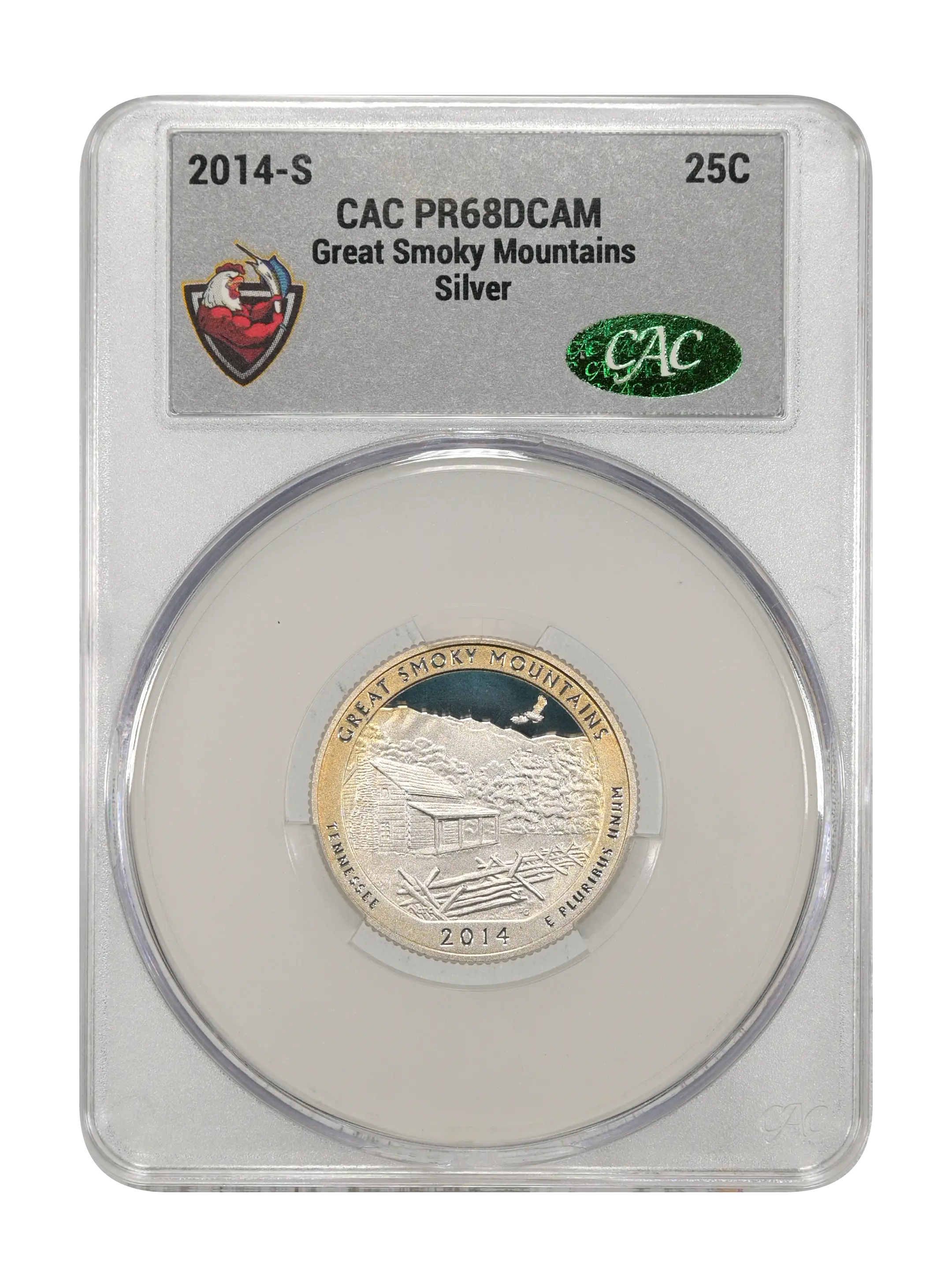 2014-S 25c Great Smoky Mountains, Silver PR DCAM thumbnail 3
