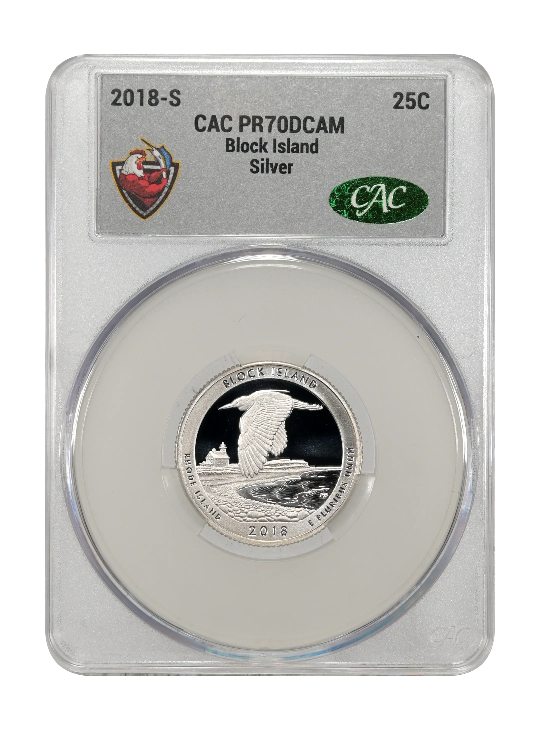 2018-S 25c Block Island, Silver PR DCAM thumbnail 6