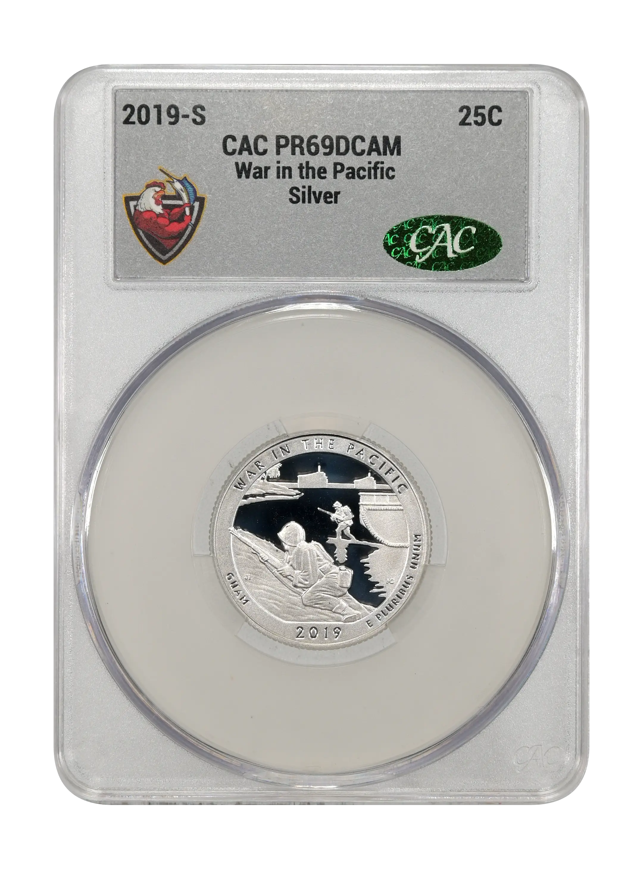 2019-S 25c War in the Pacific, Silver PR DCAM thumbnail 4