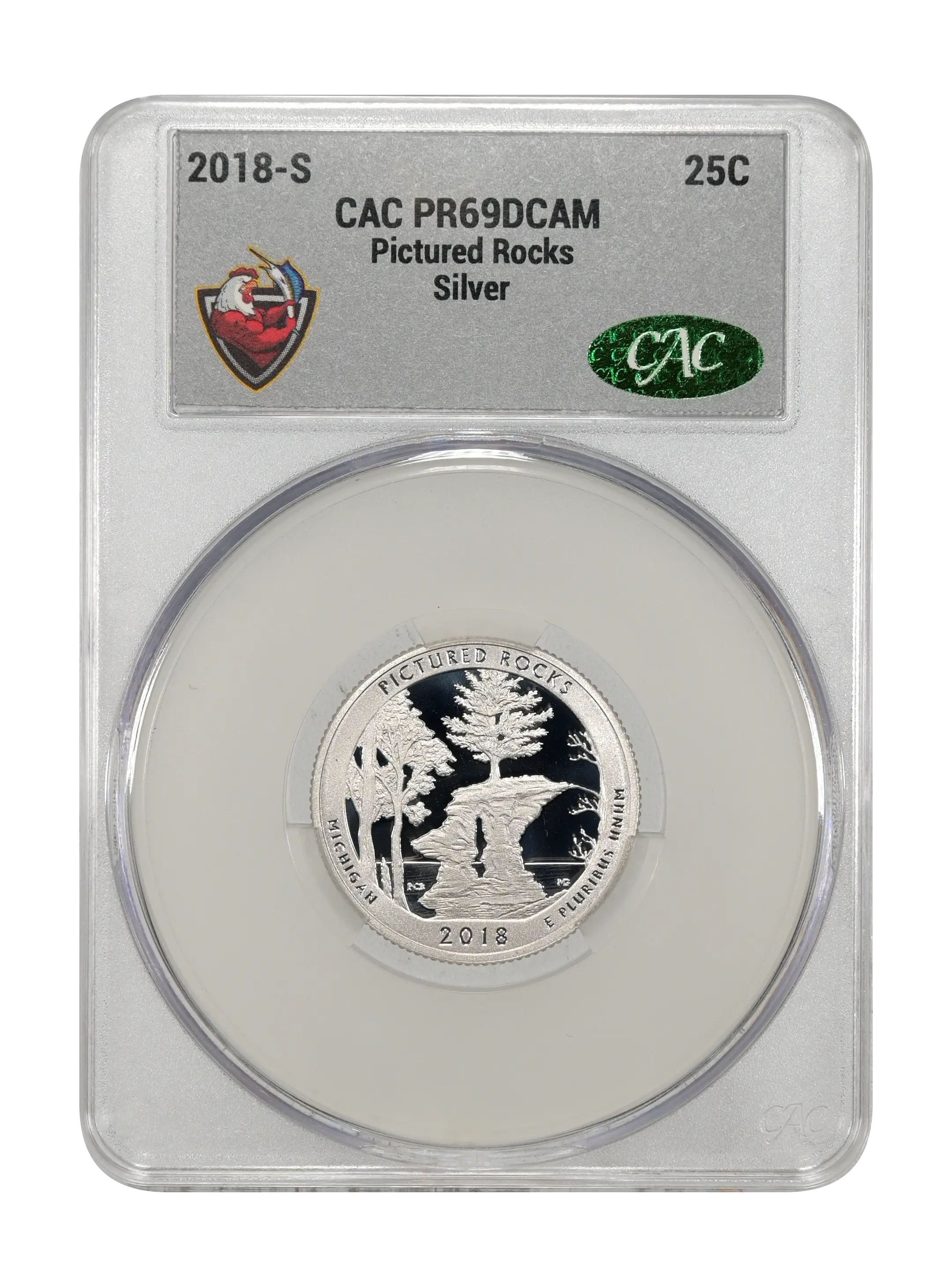2018-S 25c Pictured Rocks , Silver PR DCAM thumbnail 4